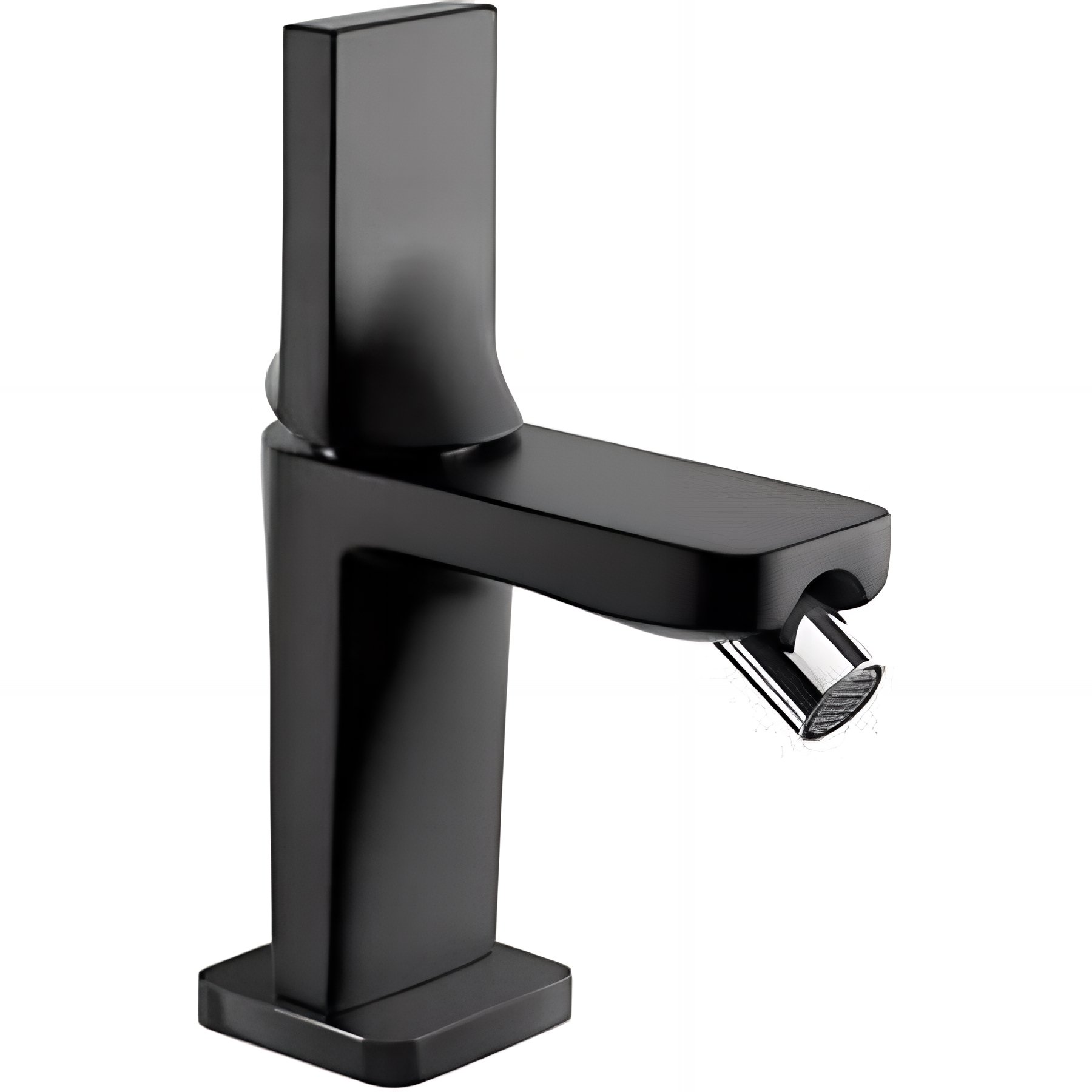 Mitigeur bidet design plat épuré contemporain SANINDUSA Alfa Line 42 couleur noir et chrome livré avec 2 flexibles