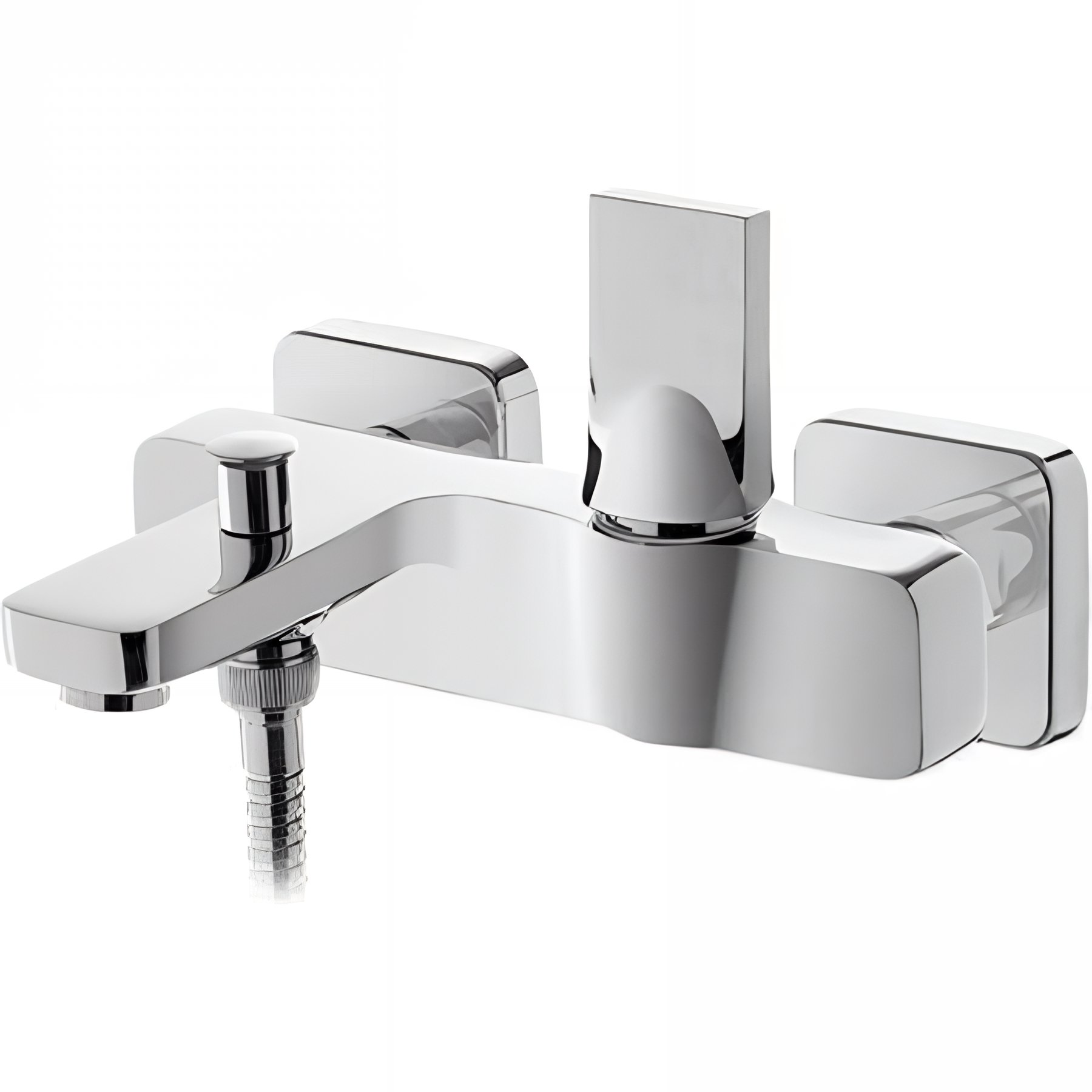 Mitigeur mural pour baignoire design plat épuré contemporain fonction douche SANINDUSA Line 42 chromé livré avec rosaces de finition