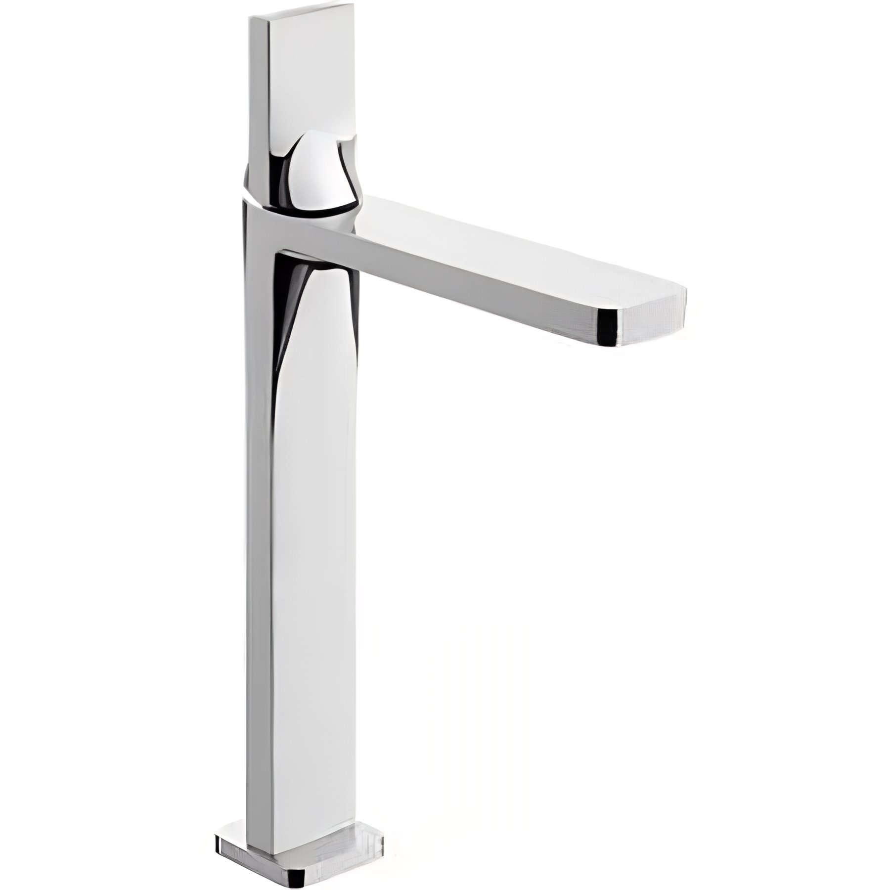 Mitigeur pour lavabo ou vasque corps haut pose sur plan design plat épuré contemporain SANINDUSA Line 42 couleur chrome    