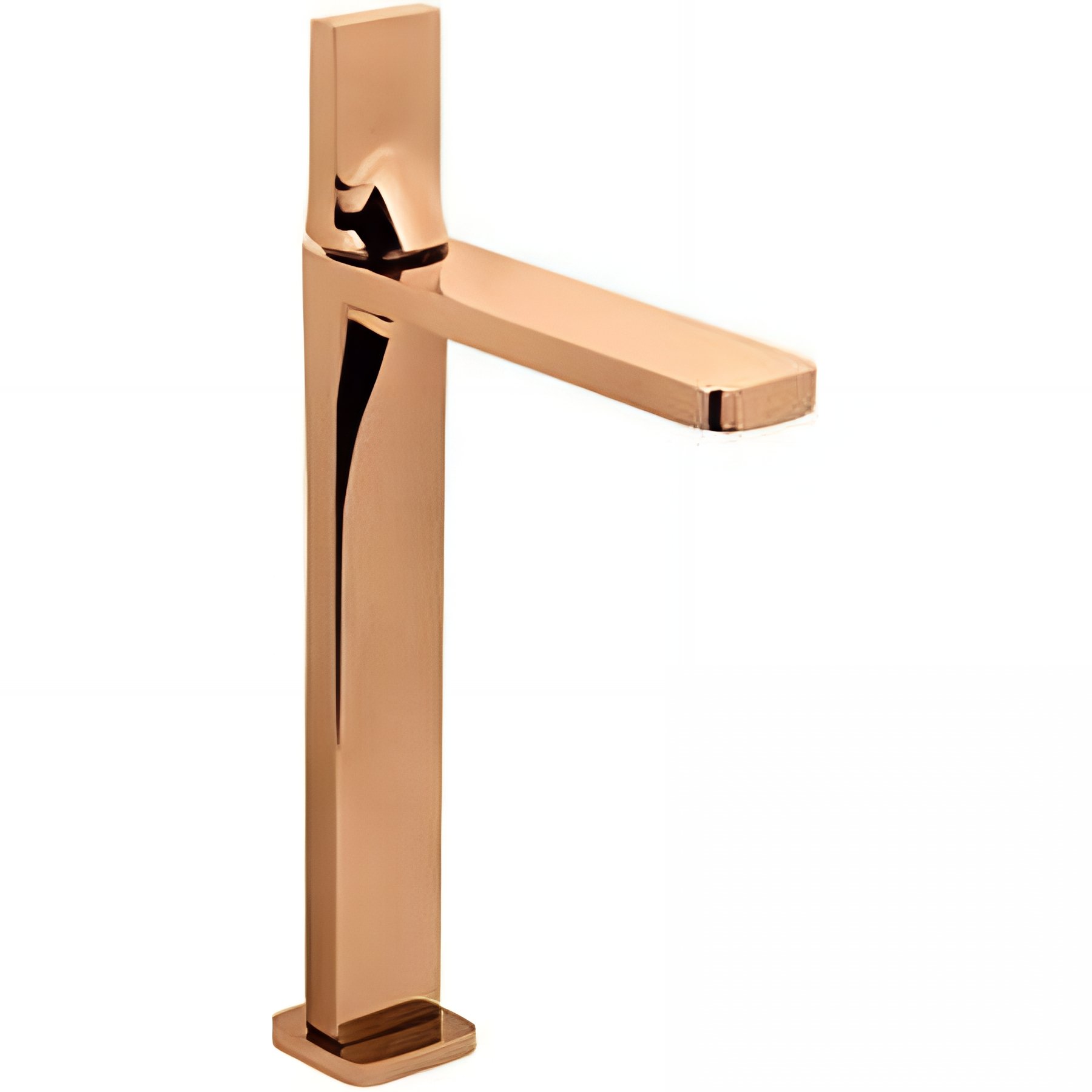 Mitigeur pour lavabo ou vasque corps haut pose sur plan design plat épuré contemporain SANINDUSA Line 42 couleur cuivre    