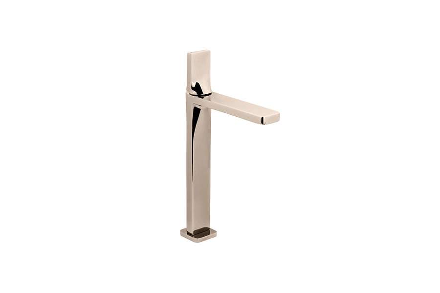 Mitigeur pour lavabo ou vasque corps haut pose sur plan design plat épuré contemporain SANINDUSA Line 42 couleur nickel    
