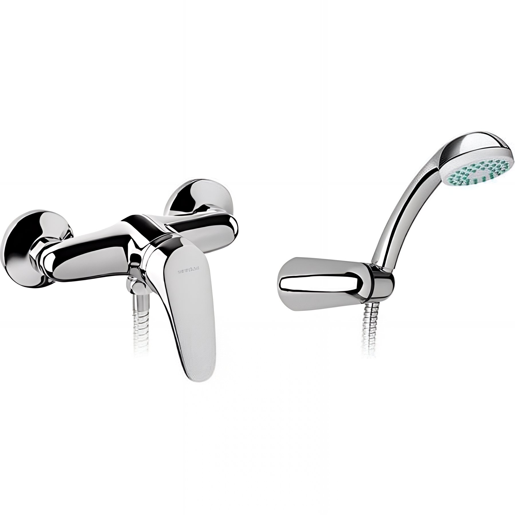 Pack mitigeur de douche mural SANINDUSA Cetus Basic chromé mitigeur livré avec flexible 1,75m douchette et support mural