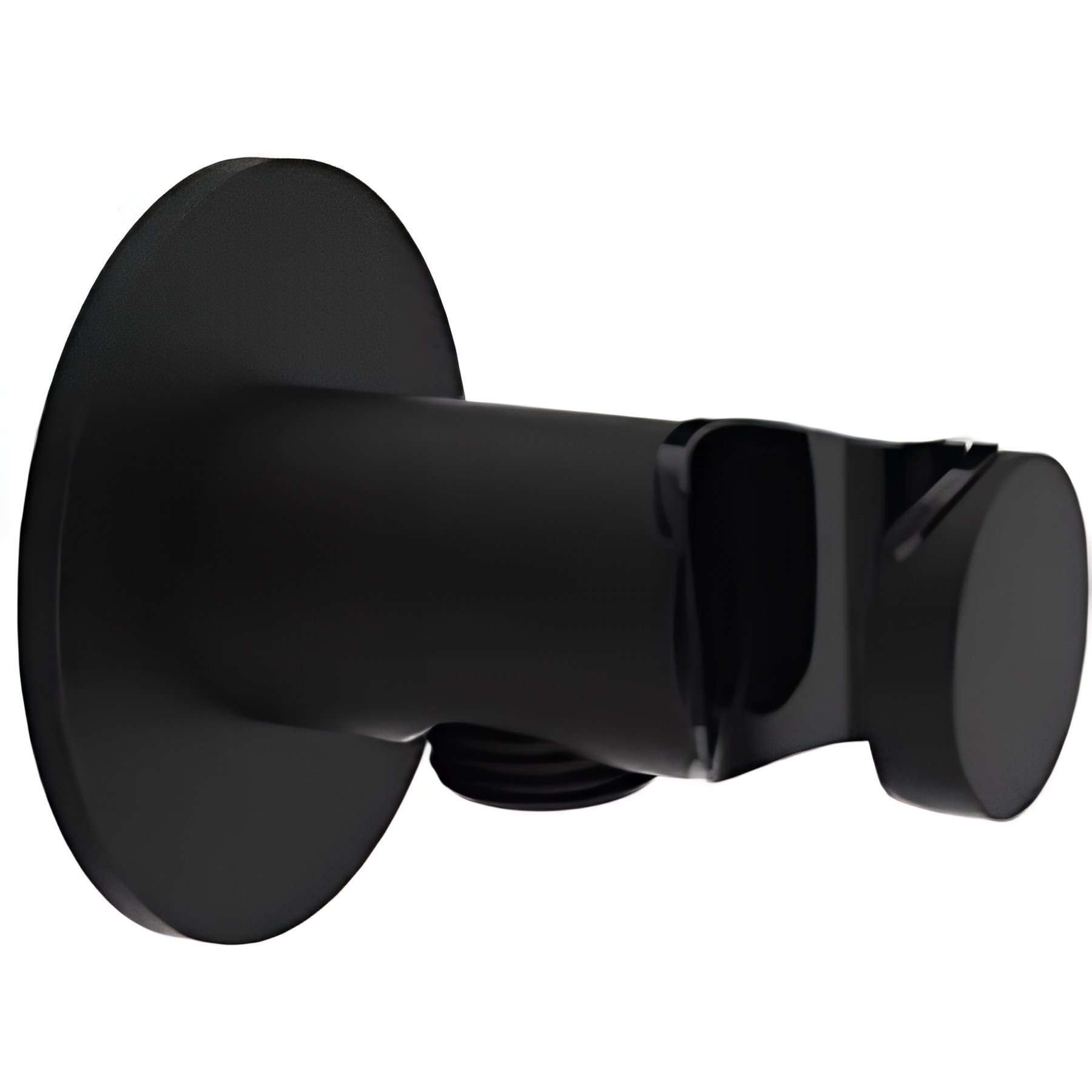 Sortie de douche murale entrée d'eau 1/2 raccord pour flexible 1/2 et support douchette SANINDUSA Essenza couleur noir rosace ronde