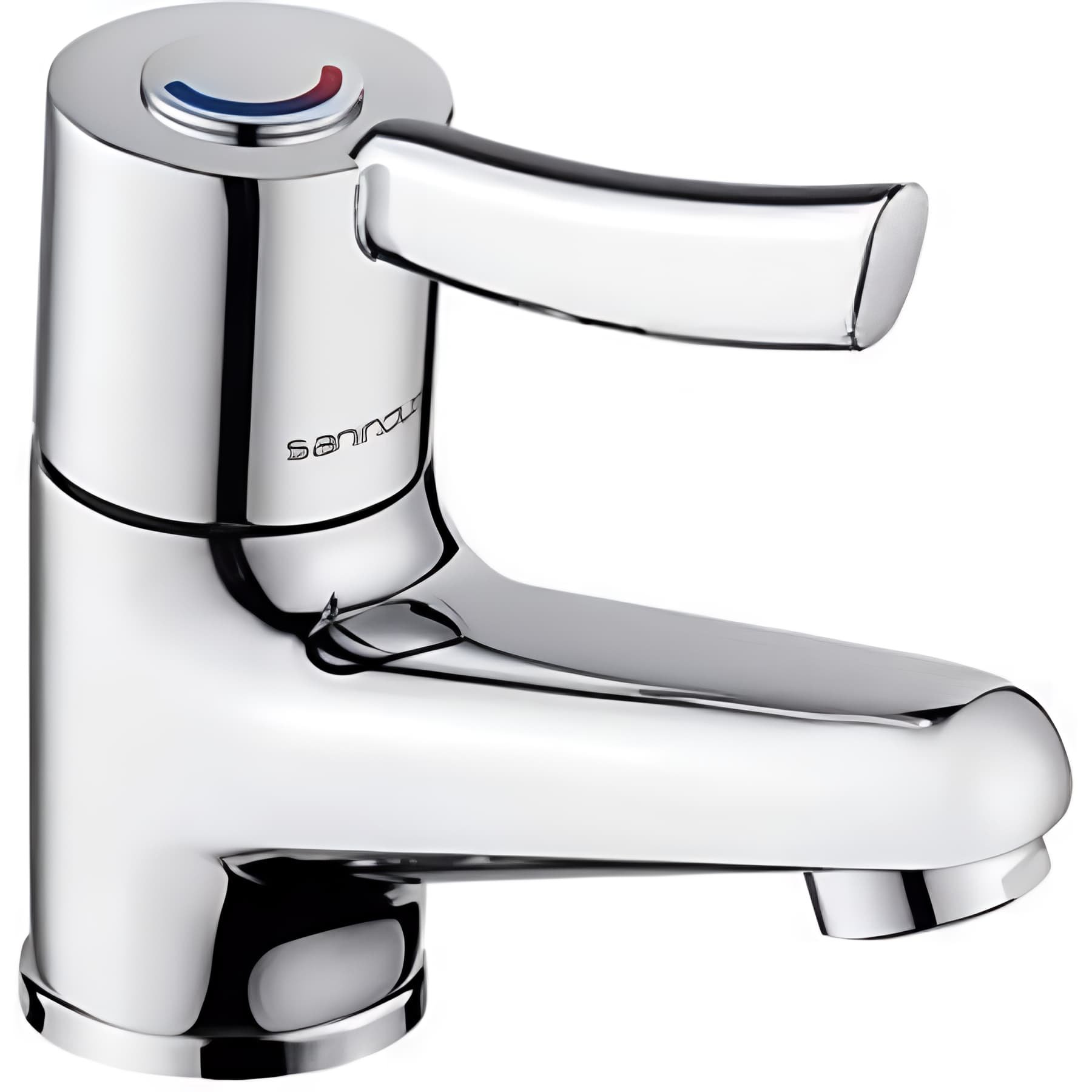 Mitigeur petite taille idéal pour lave-mains petit lavabo petite vasque SANINDUSA XS chromé livré avec 2 flexibles de raccordement 3/8