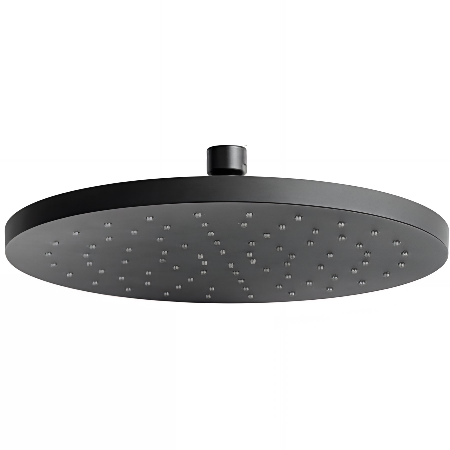 Pomme de douche haute ronde diamètre 20cm noire sorties d'eau en silicone anti-calcaire SANINDUSA D200 Essenza couleur noir