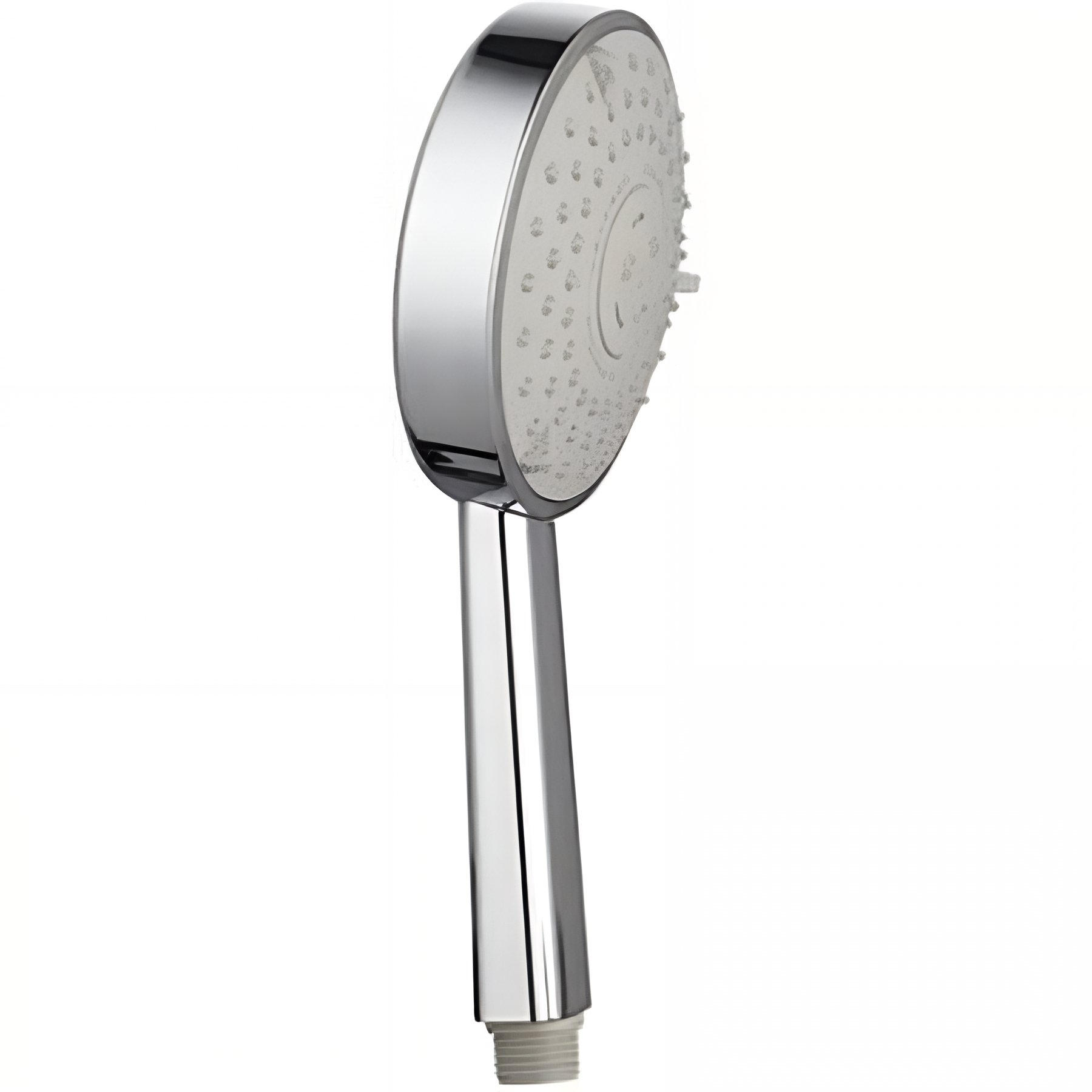 Douchette ronde 3 jets effet pluie effet pluie intense et effet massage diamètre 12cm sorties d'eau en silicone anti-calcaire SANINDUSA Face chromé