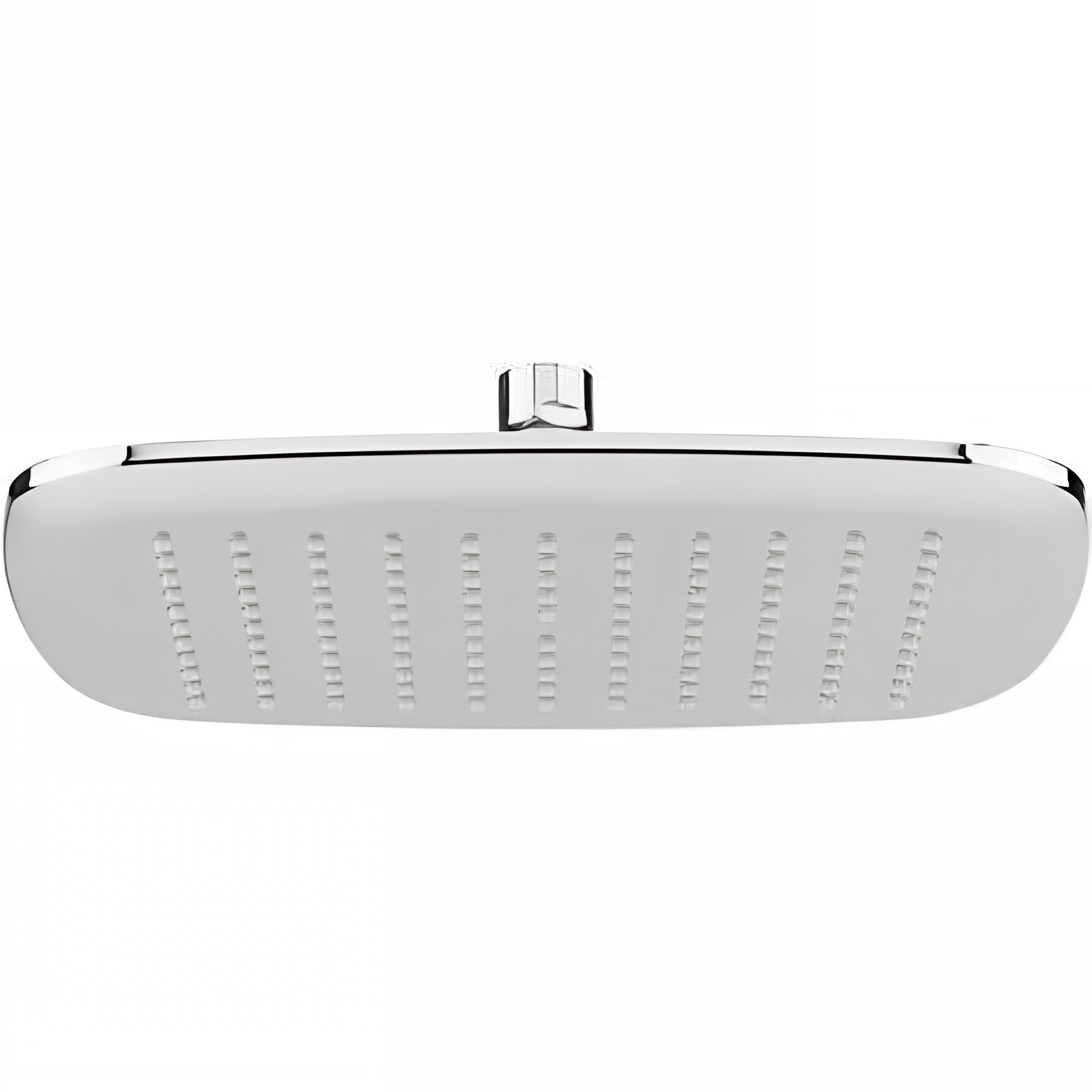 Pomme de douche haute carrée bords arrondis 25x20cm chrome et blanc sorties d'eau en silicone anti-calcaire SANINDUSA Headline chromé