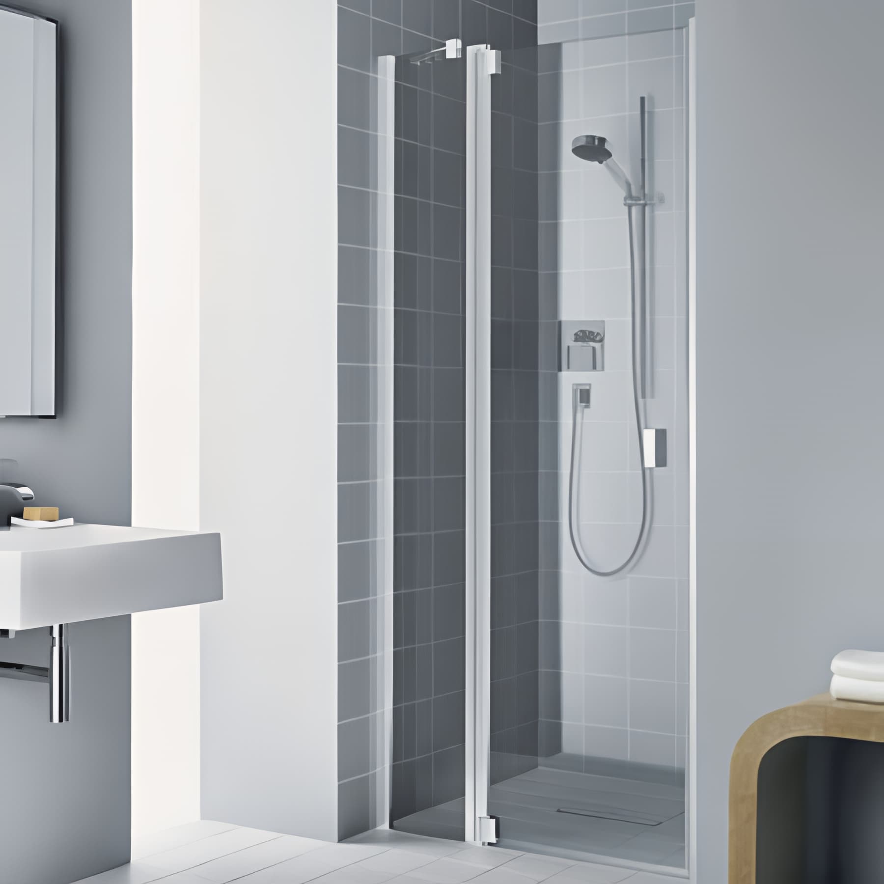 Paroi de douche pivotante largeur 75cm hauteur 200 cm profilé argent poli verre clair