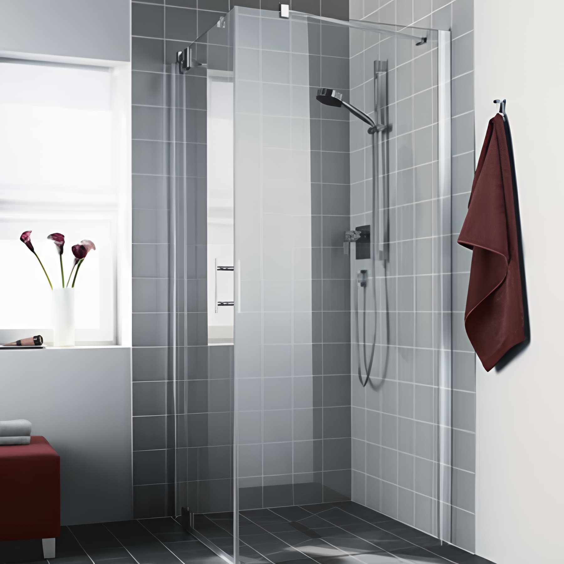 Paroi de douche fixe largeur 75cm hauteur 200 cm profilé argent poli verre clair