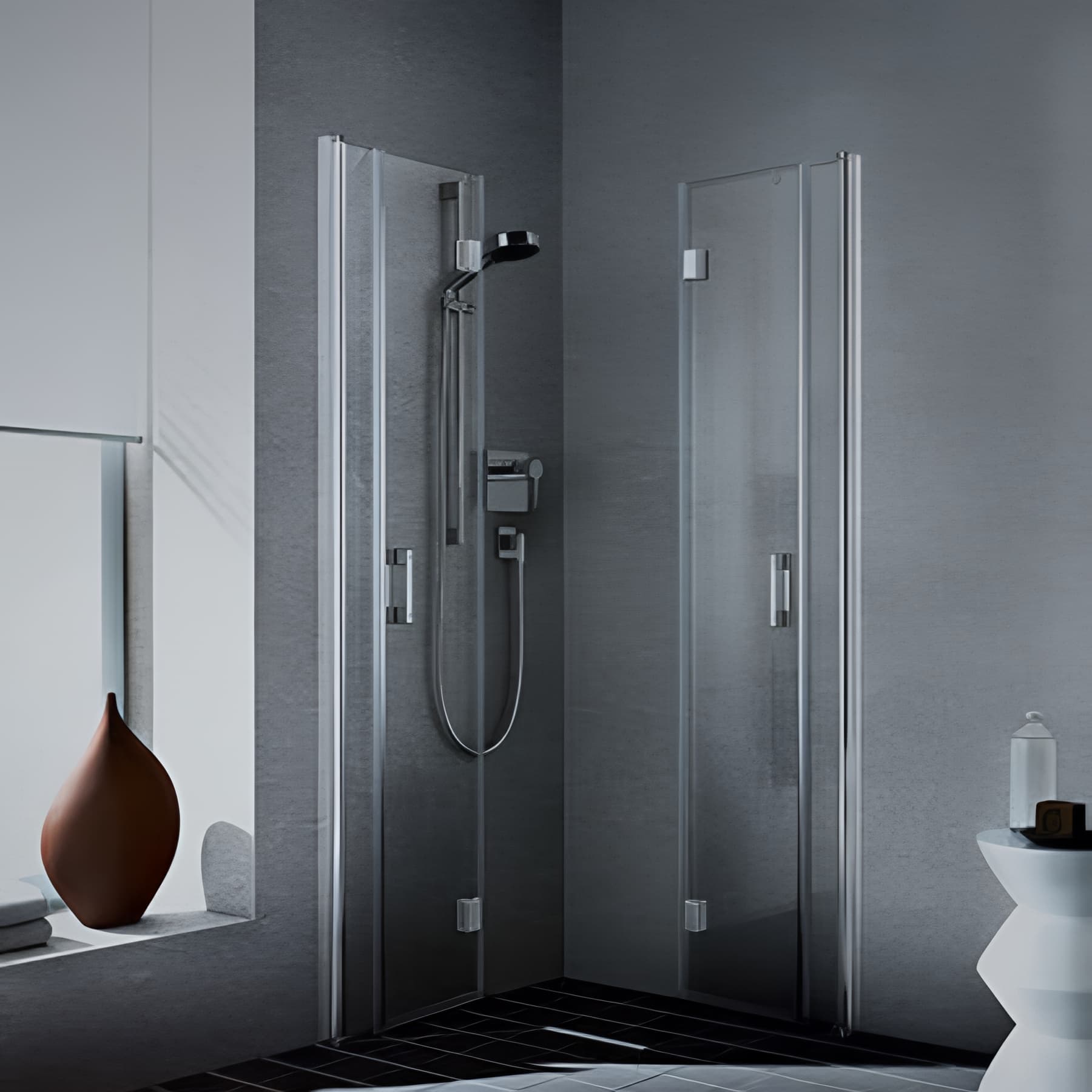 Demi paroi de douche angle pivotante largeur 80cm hauteur 200 cm profilé argent poli verre clair