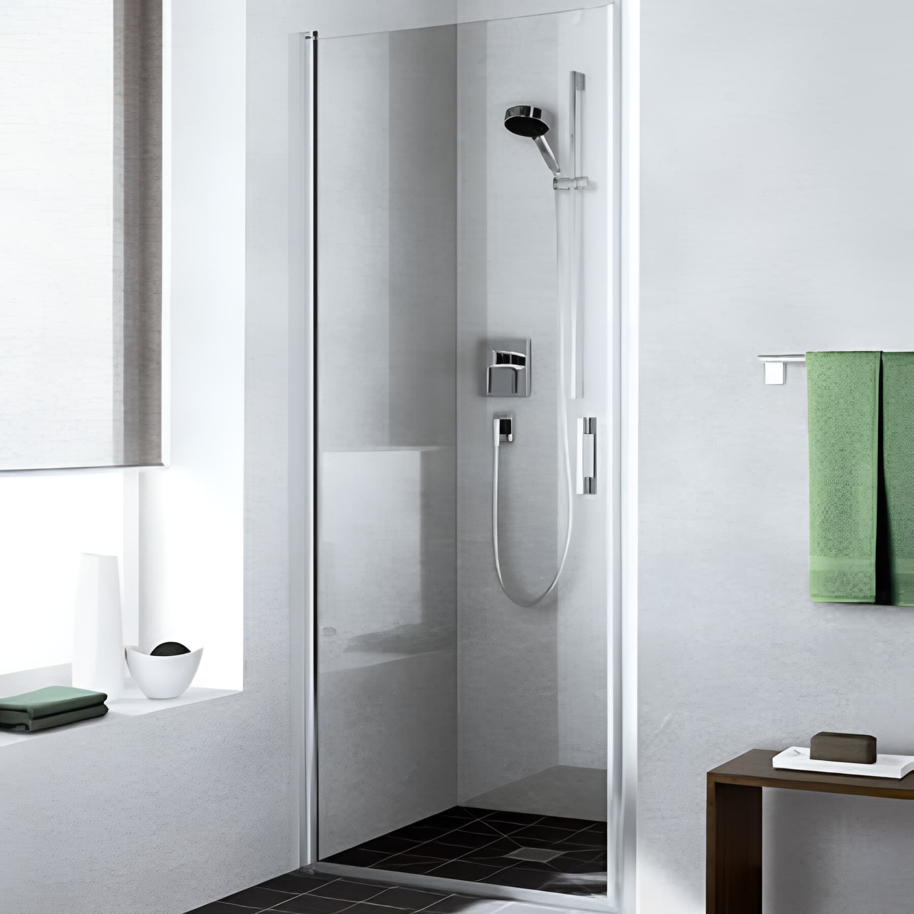 Paroi de douche pivotante largeur 80cm hauteur 200 cm profilé argent poli verre clair clean