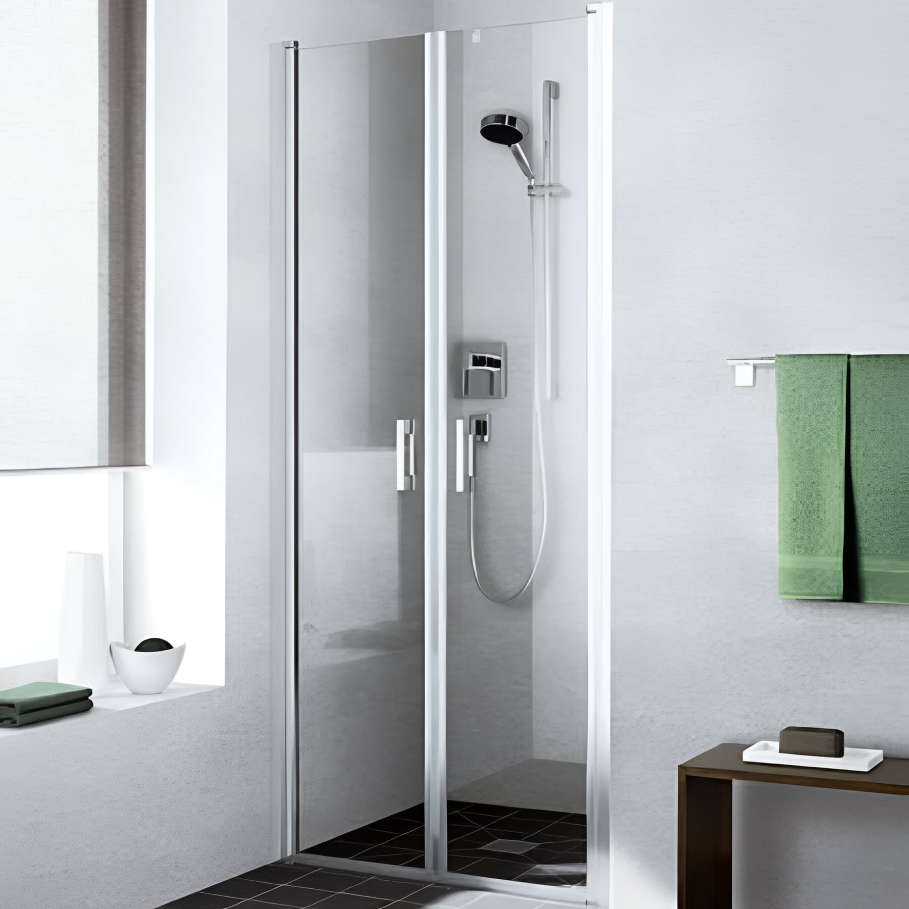 Paroi de douche 2 battants largeur 78cm hauteur 200 cm profilé argent poli verre clair clean