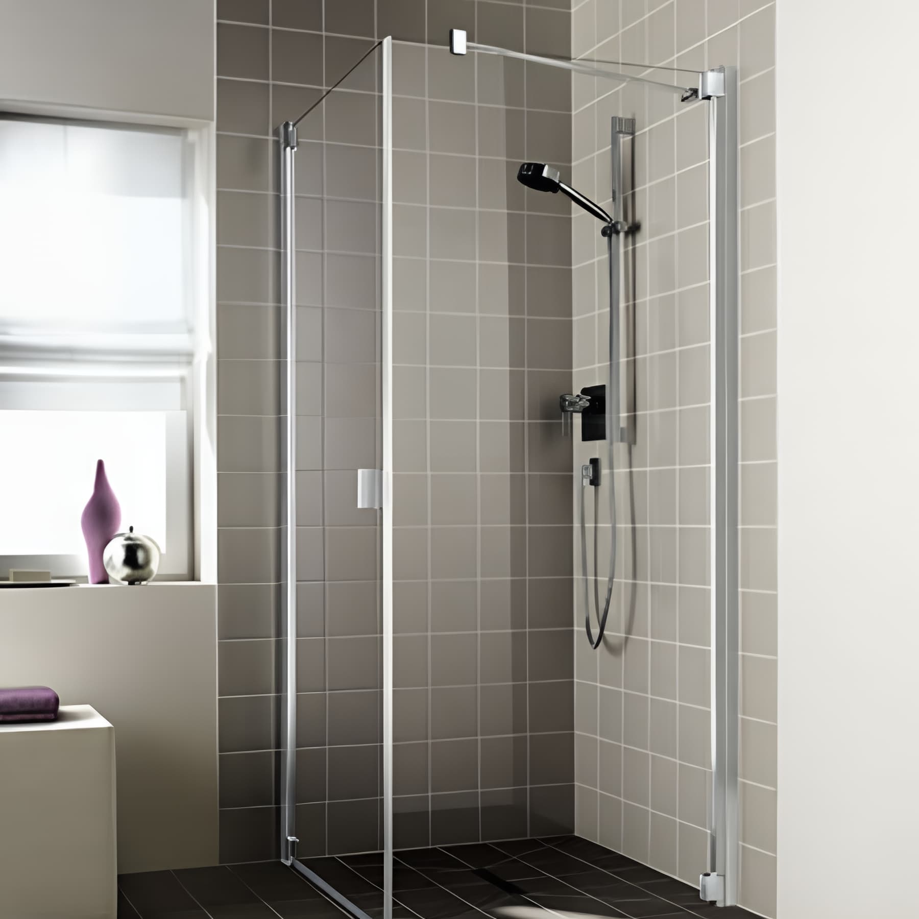 Paroi de douche fixe largeur 75cm hauteur 200 cm profilé argent poli verre clair