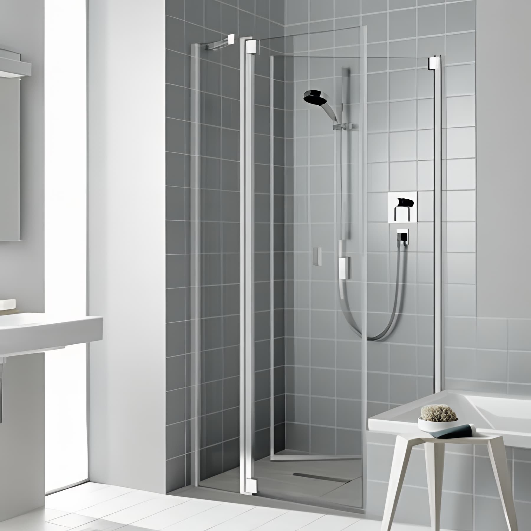 Paroi de douche fixe largeur 78cm hauteur 200 cm profilé argent poli verre clair