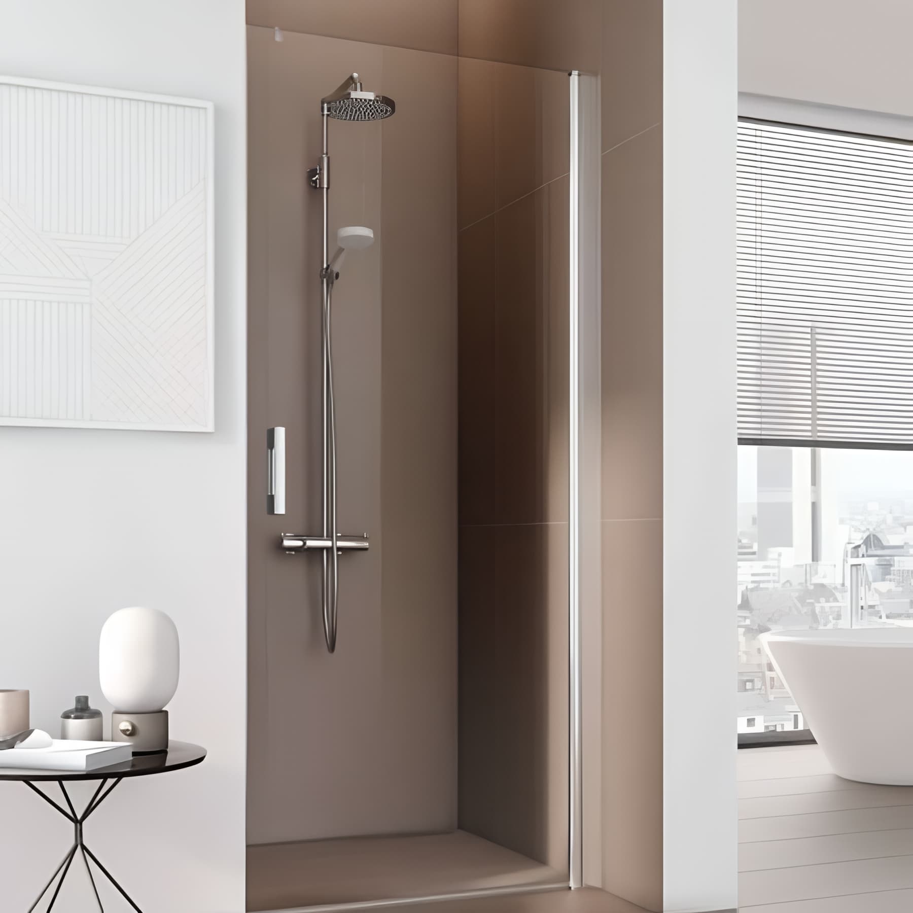 Paroi de douche pivotante largeur 98cm hauteur 200 cm profilé argent poli verre clair