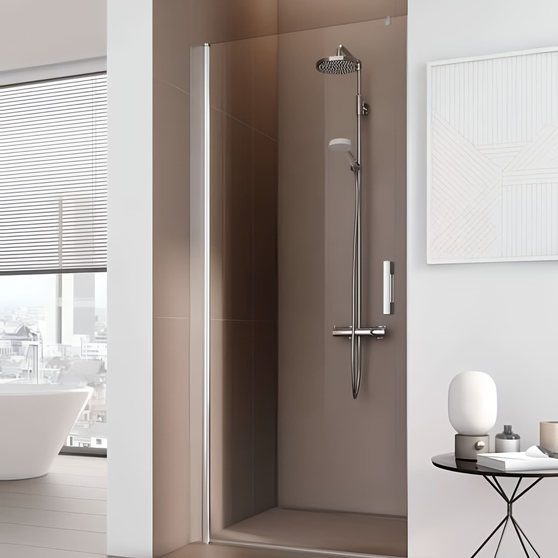 Paroi de douche pivotante largeur 88cm hauteur 200 cm profilé argent poli verre clair