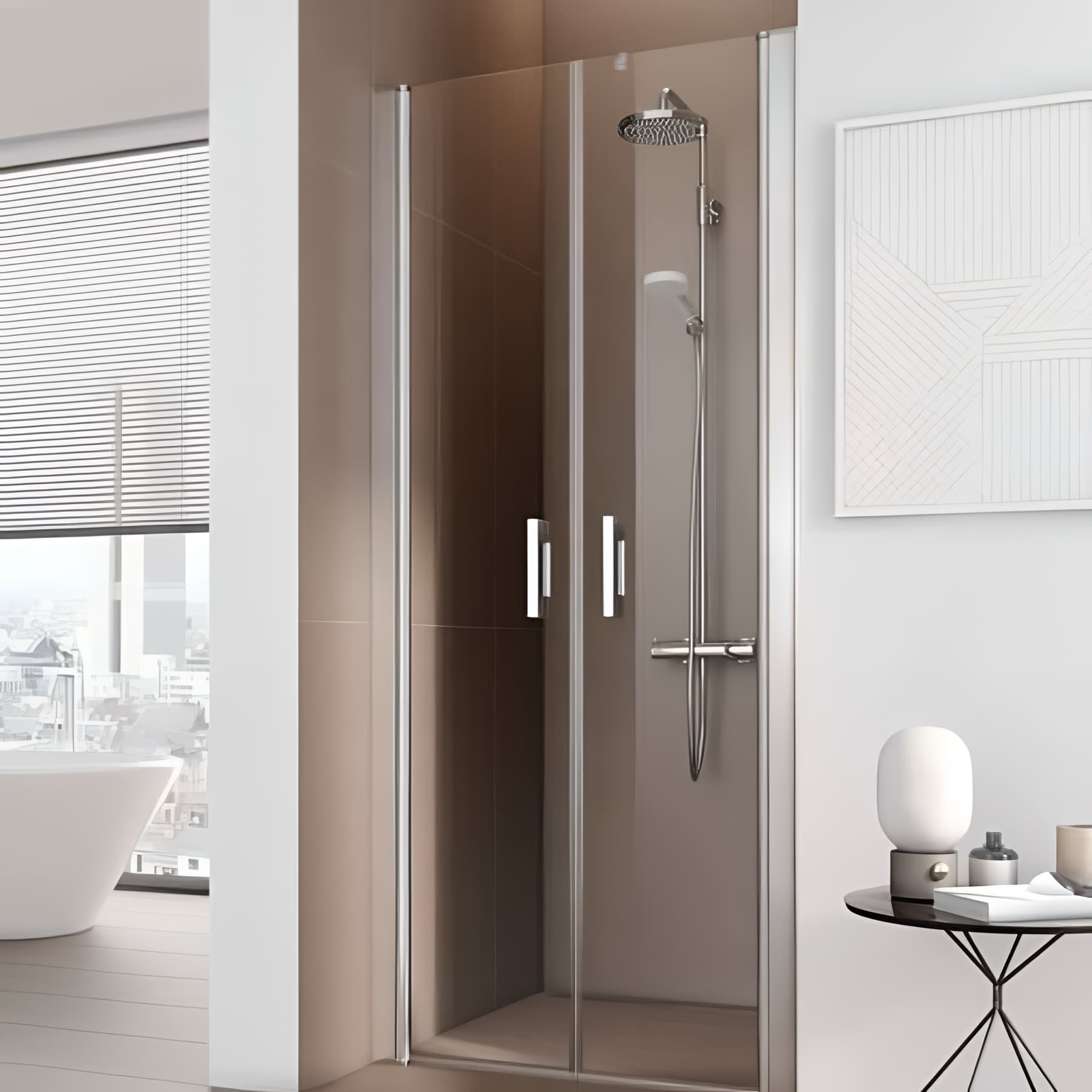 Paroi de douche 2 battants largeur 110 cm hauteur 200 cm profilé argent poli verre clair