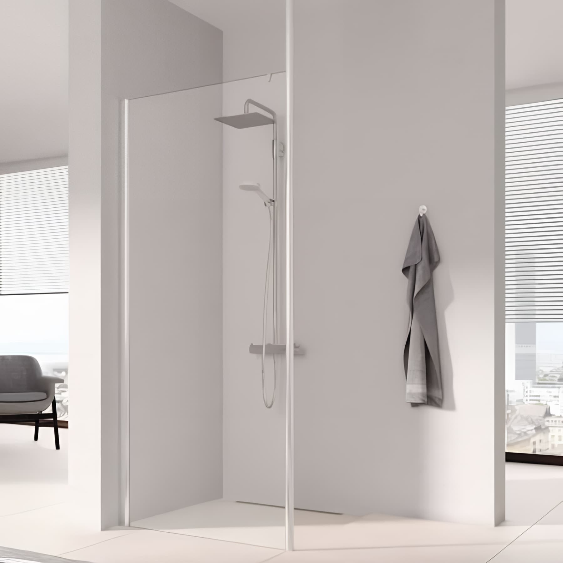 Paroi de douche walk-in largeur 75cm hauteur 200 cm profilé argent poli verre clair