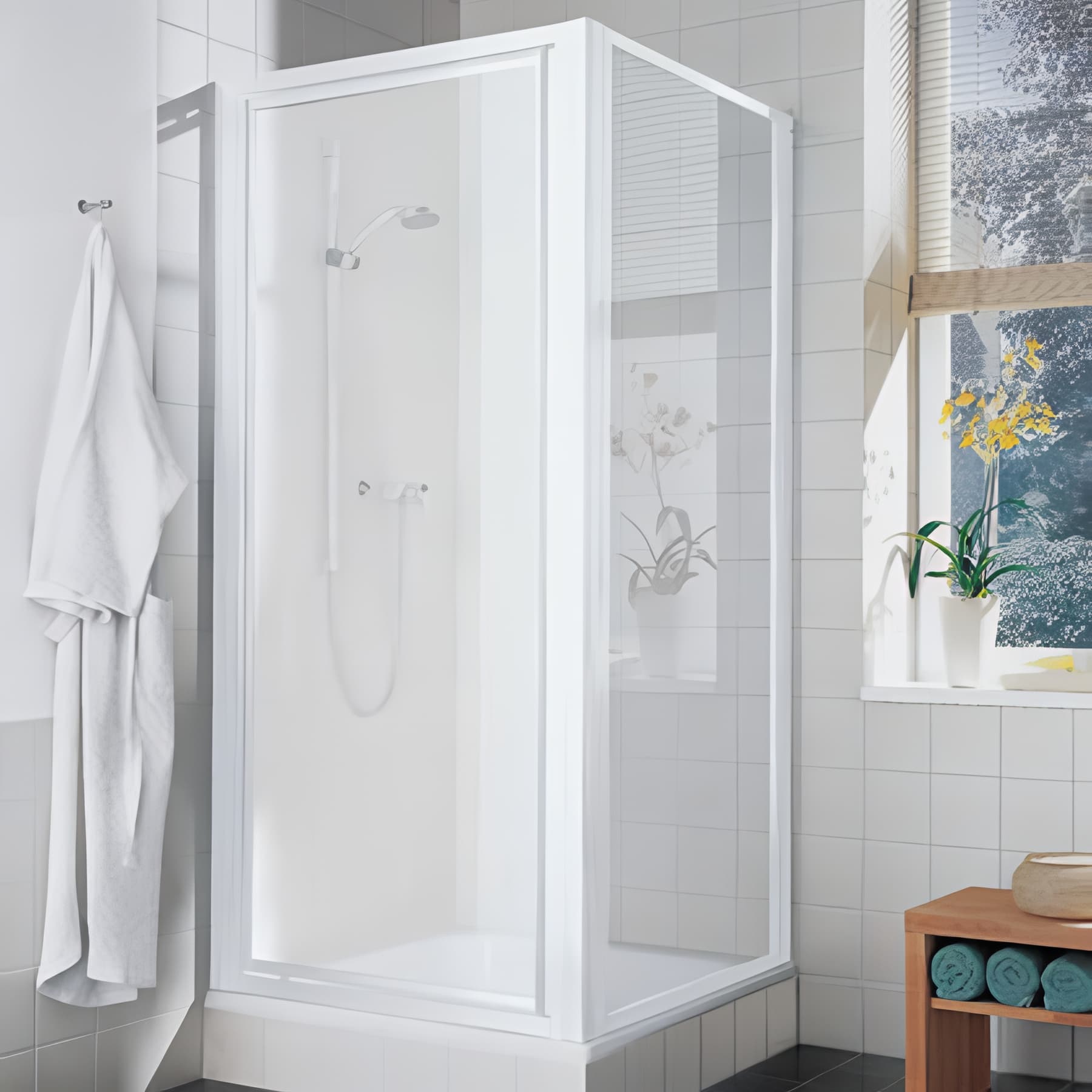 Paroi de douche fixe largeur 70cm hauteur 1,90m blanc verre clair