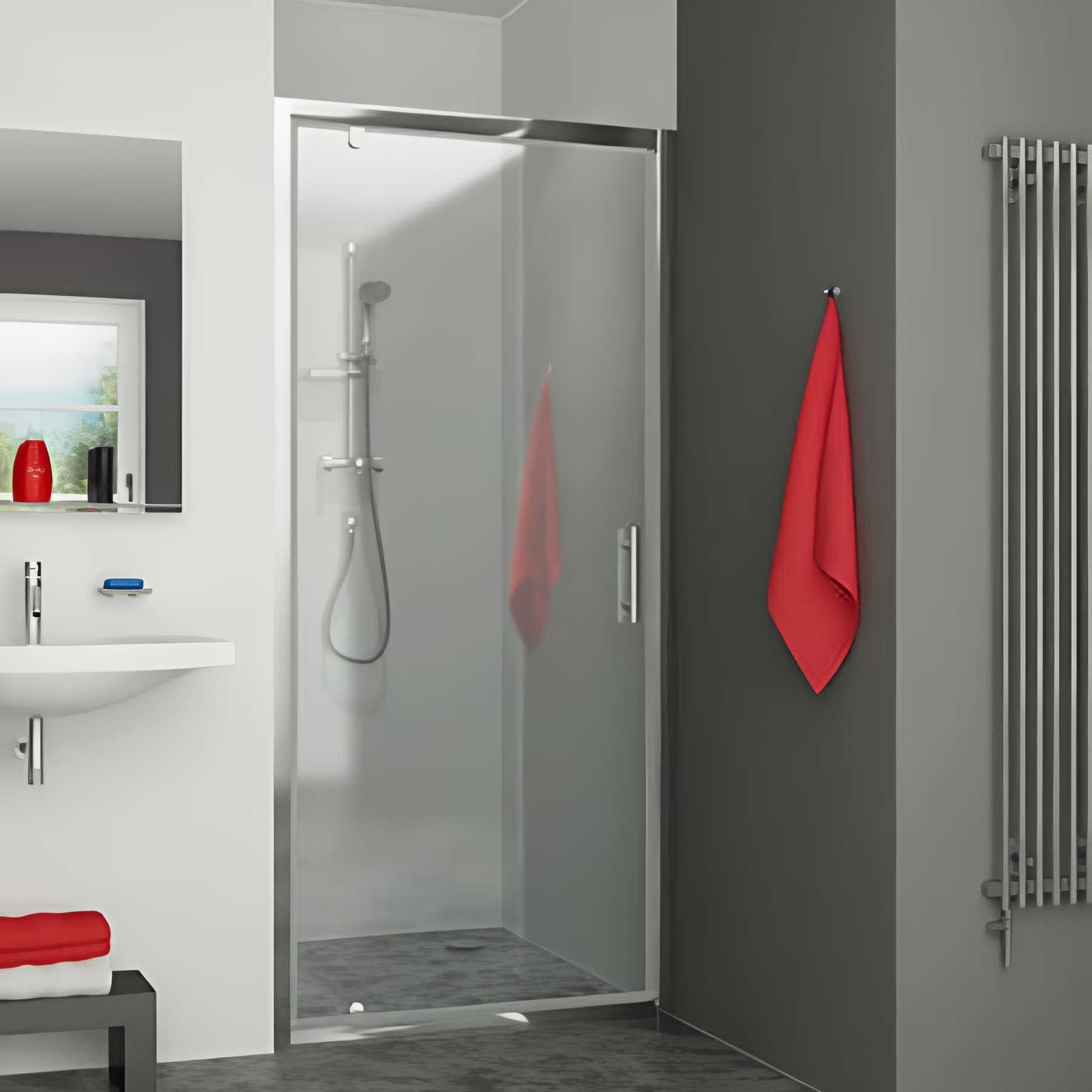 Paroi de douche pivotante largeur 80cm hauteur 1,90m profilé argent poli verre clair clean