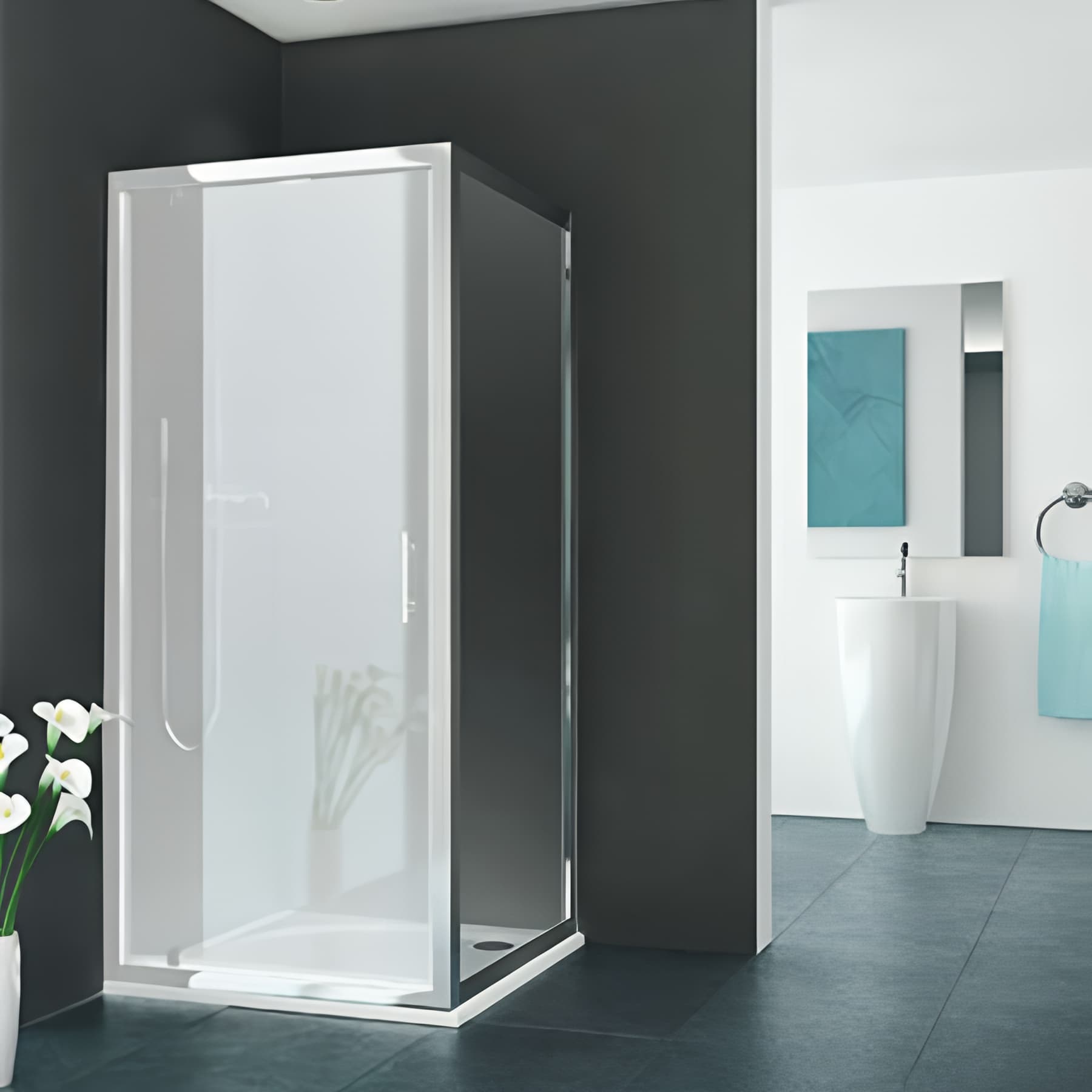 Paroi de douche fixe largeur 70cm hauteur 1,90m profilé argent poli verre clair clean