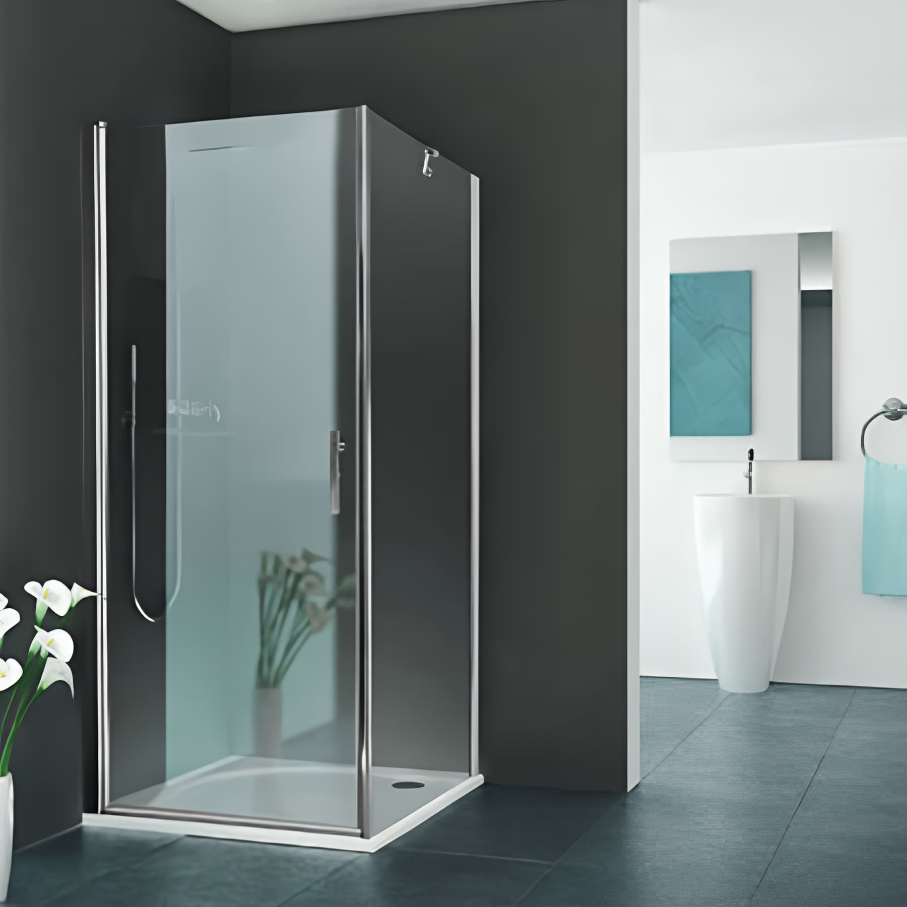 Paroi de douche fixe largeur 70cm hauteur 200 cm profilé argent poli verre clair clean