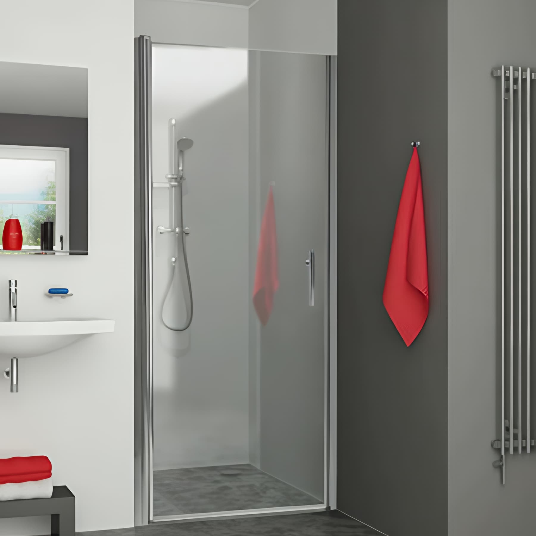 Paroi de douche pivotante largeur 75cm hauteur 200 cm profilé argent poli verre clair clean