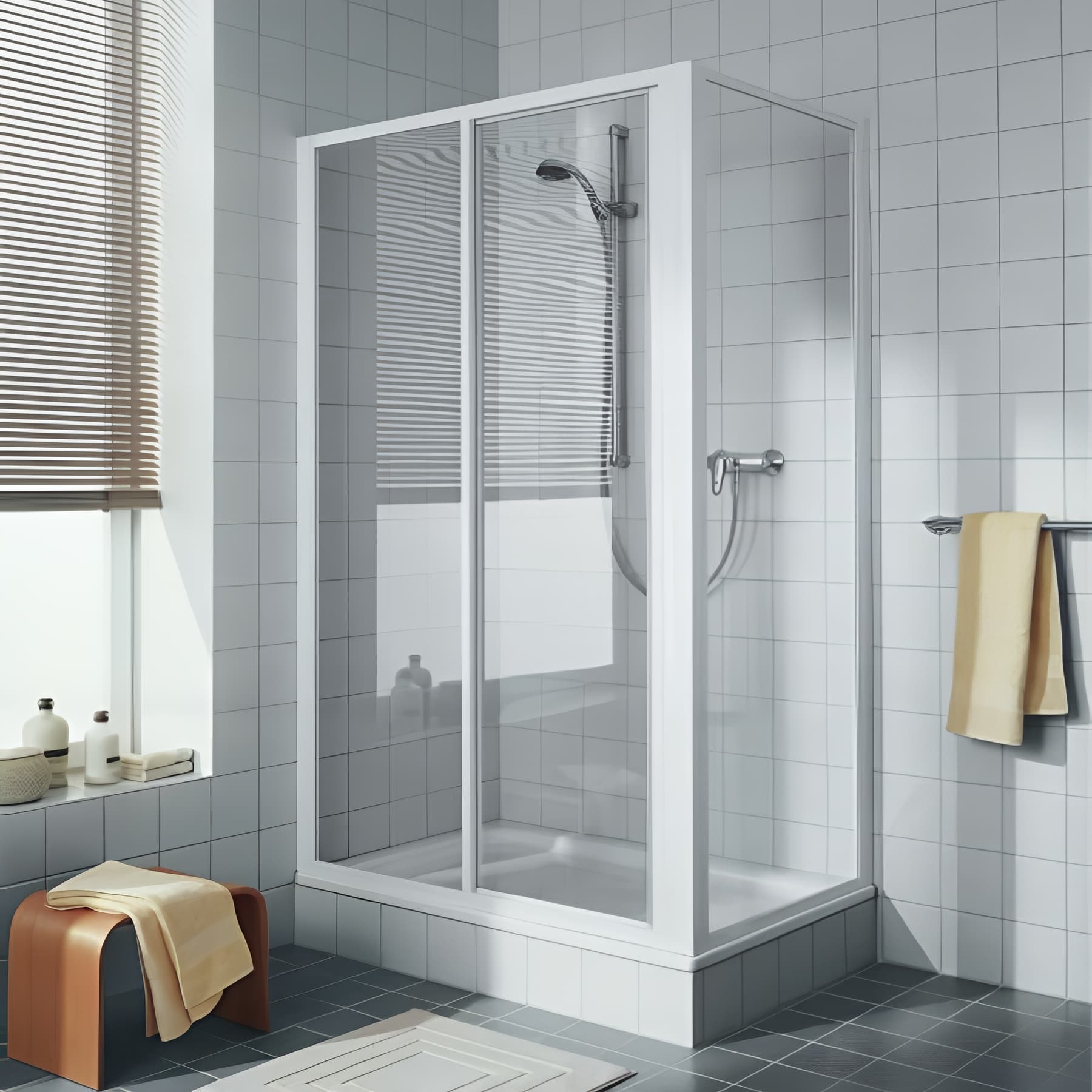 Paroi de douche coulissante largeur 130 cm hauteur 1,90m blanc verre clair