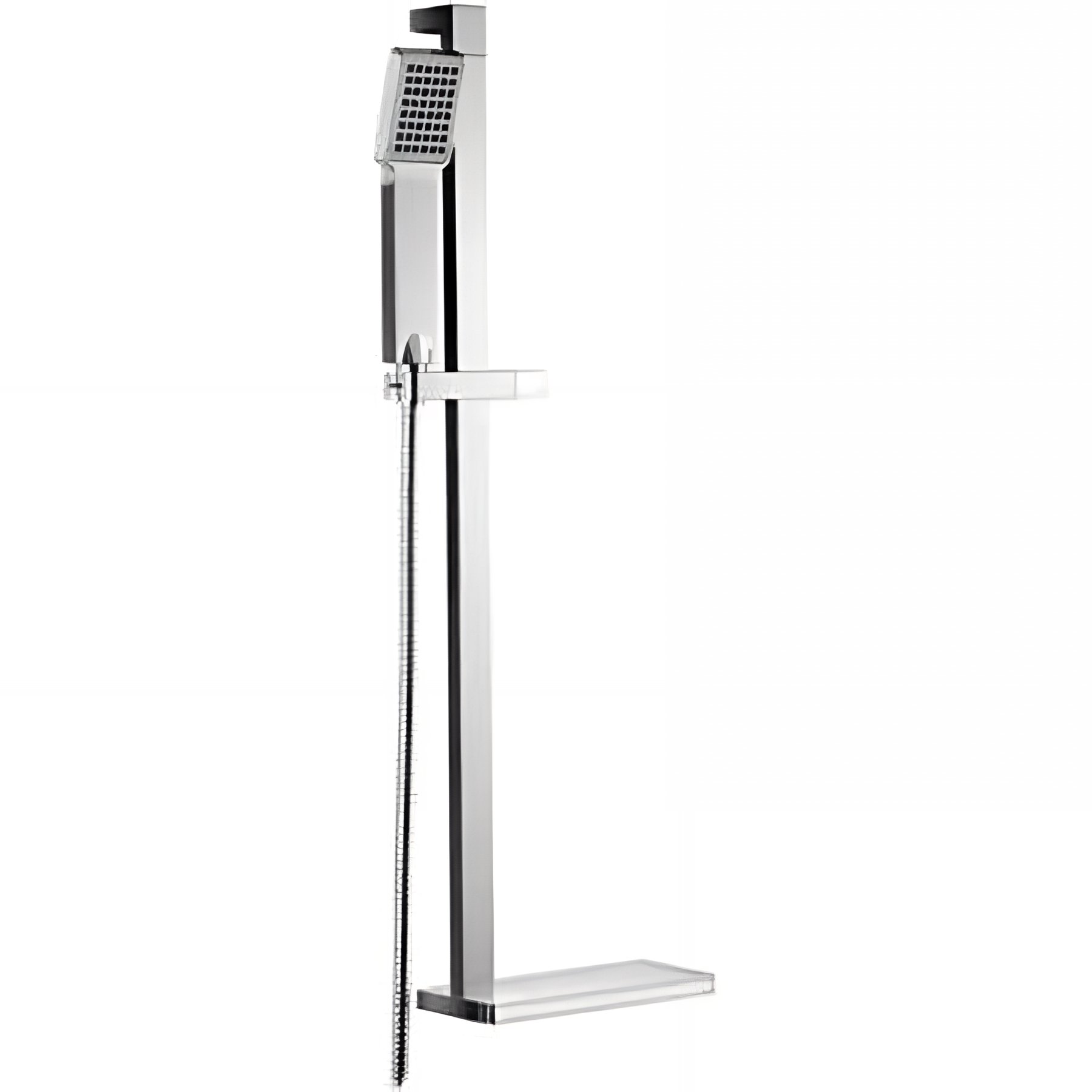 Kit barre de douche avec support pour douchette orientable et réglable douchette Basic flexible de douche de 1.50m étagère fixe SANINDUSA Step chromé