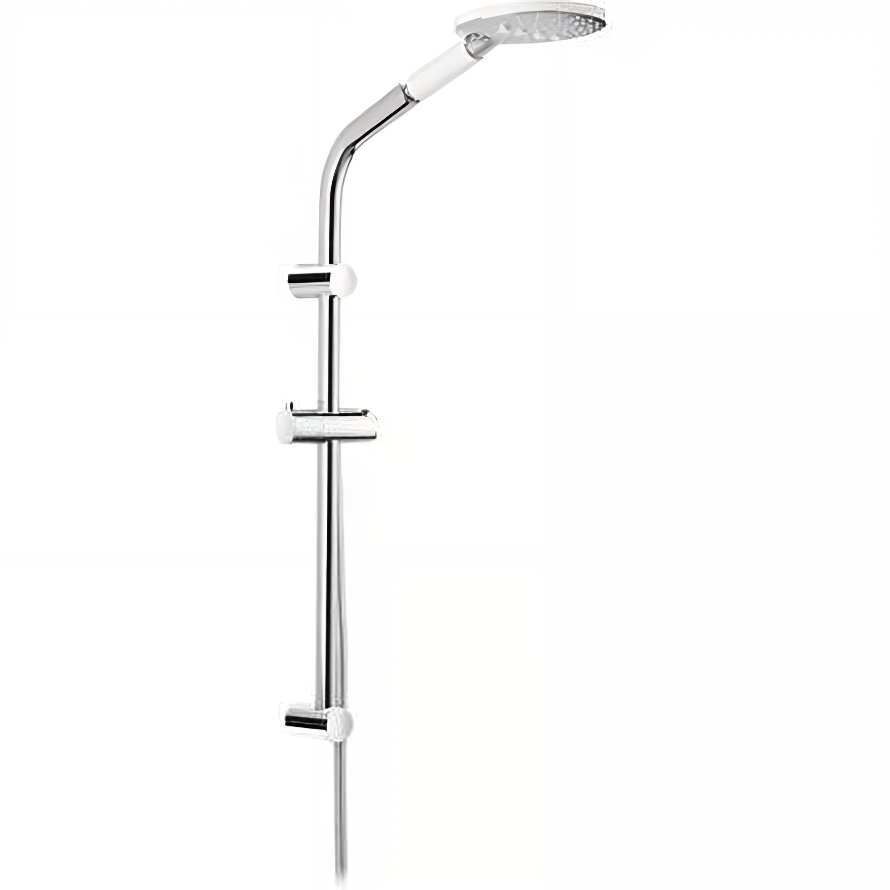 Kit barre de douche chrome et blanc avec support pour douchette orientable et réglable en hauteur et support haut SANINDUSA Pro-jet chrome et blanc