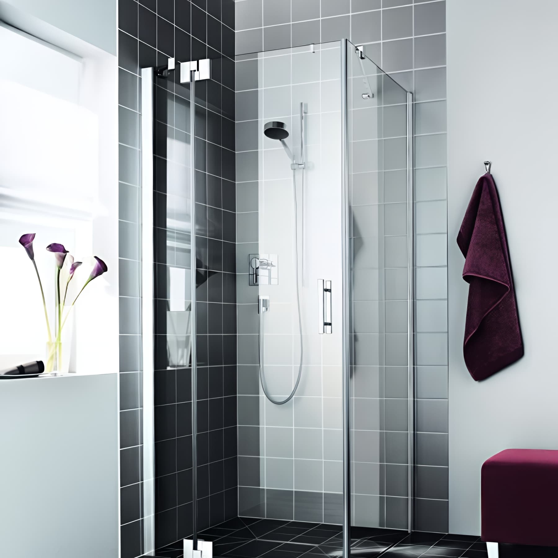 Paroi de douche pivotante largeur 78cm hauteur 200 cm profilé argent poli verre clair