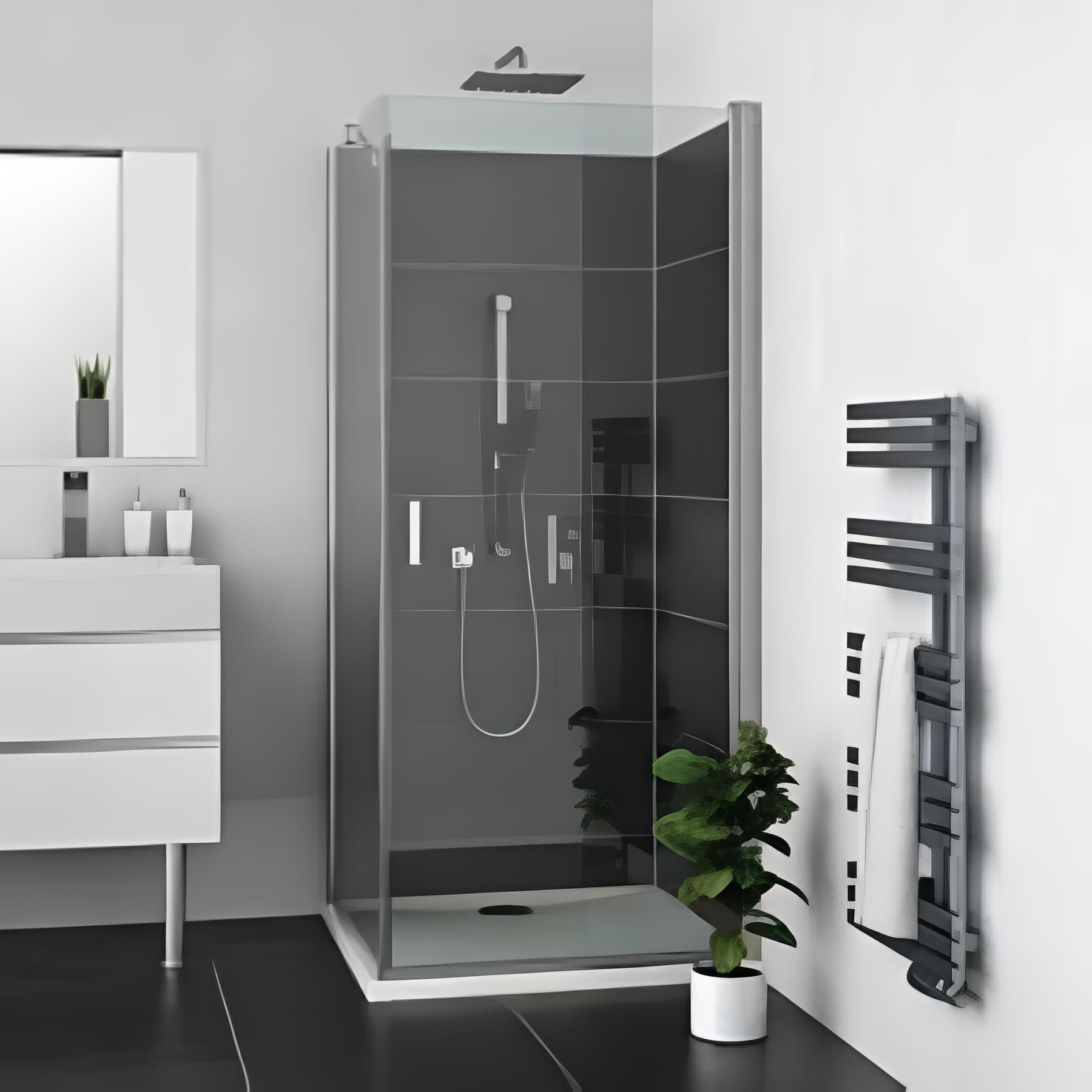 Receveur de douche Marmo Neo Square marbre de synthèse blanc