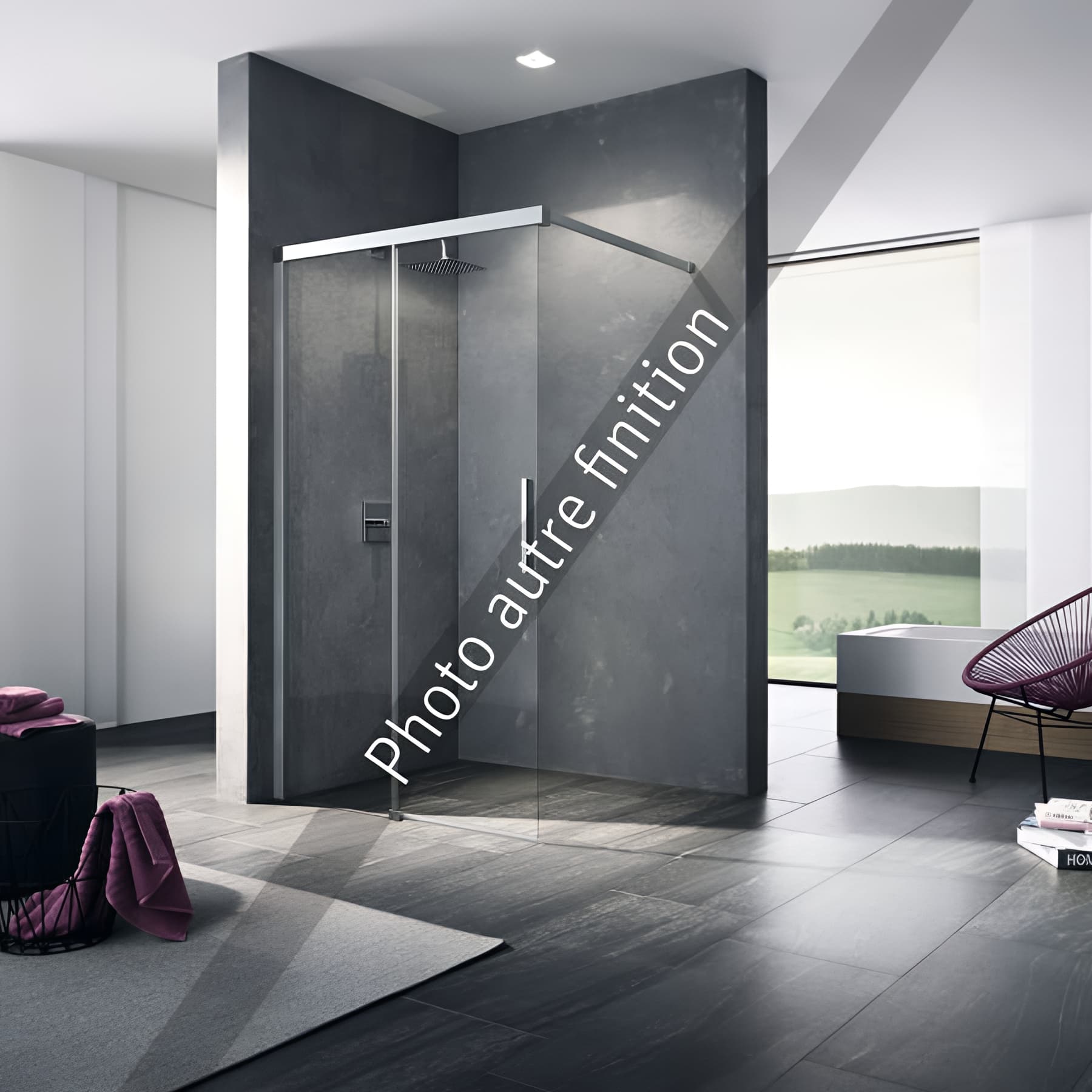 Paroi de douche walk-in largeur 100 cm hauteur 200 cm profilé noir soft verre clair