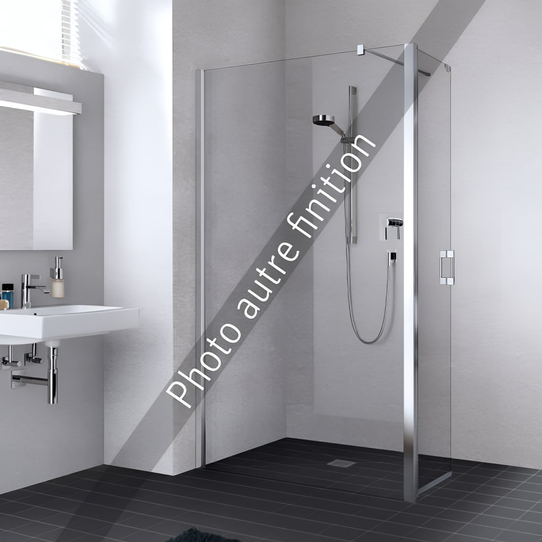 Paroi de douche walk-in largeur 93cm hauteur 200 cm profilé argent poli verre clair clean