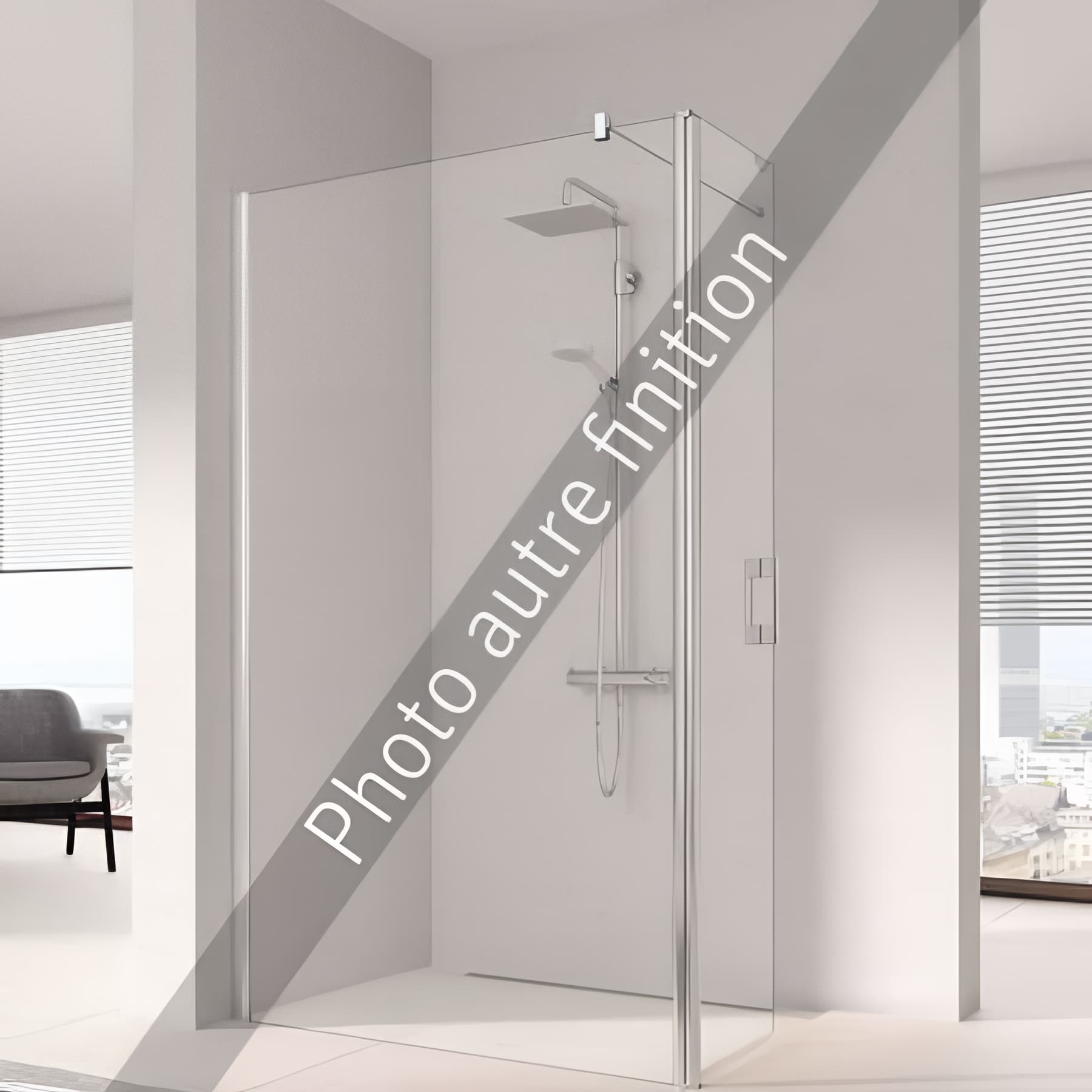Paroi de douche walk-in largeur 83cm hauteur 200 cm profilé argent poli verre teinté gris clean