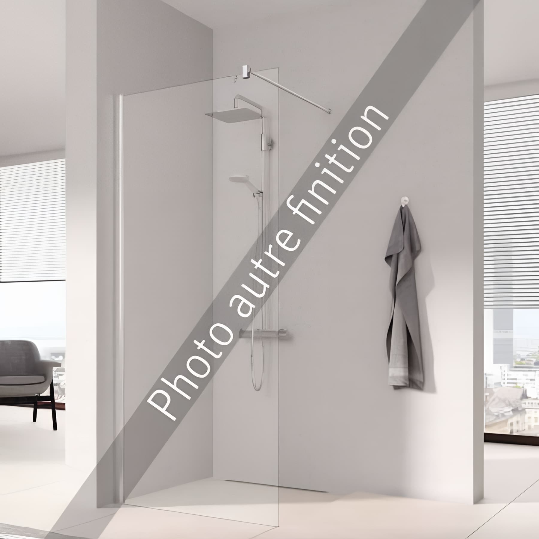 Paroi de douche walk-in largeur 80cm hauteur 200 cm profilé argent poli verre décor diamant