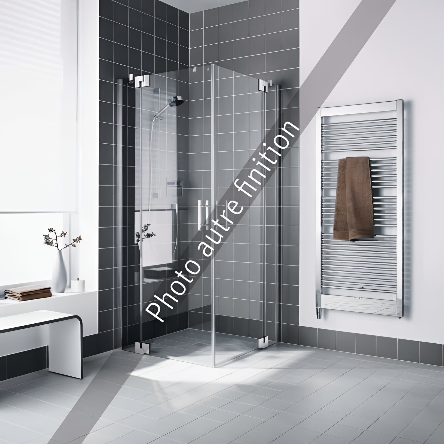 Demi paroi de douche angle pivotante largeur 83cm hauteur 200 cm profilé argent poli verre clair clean