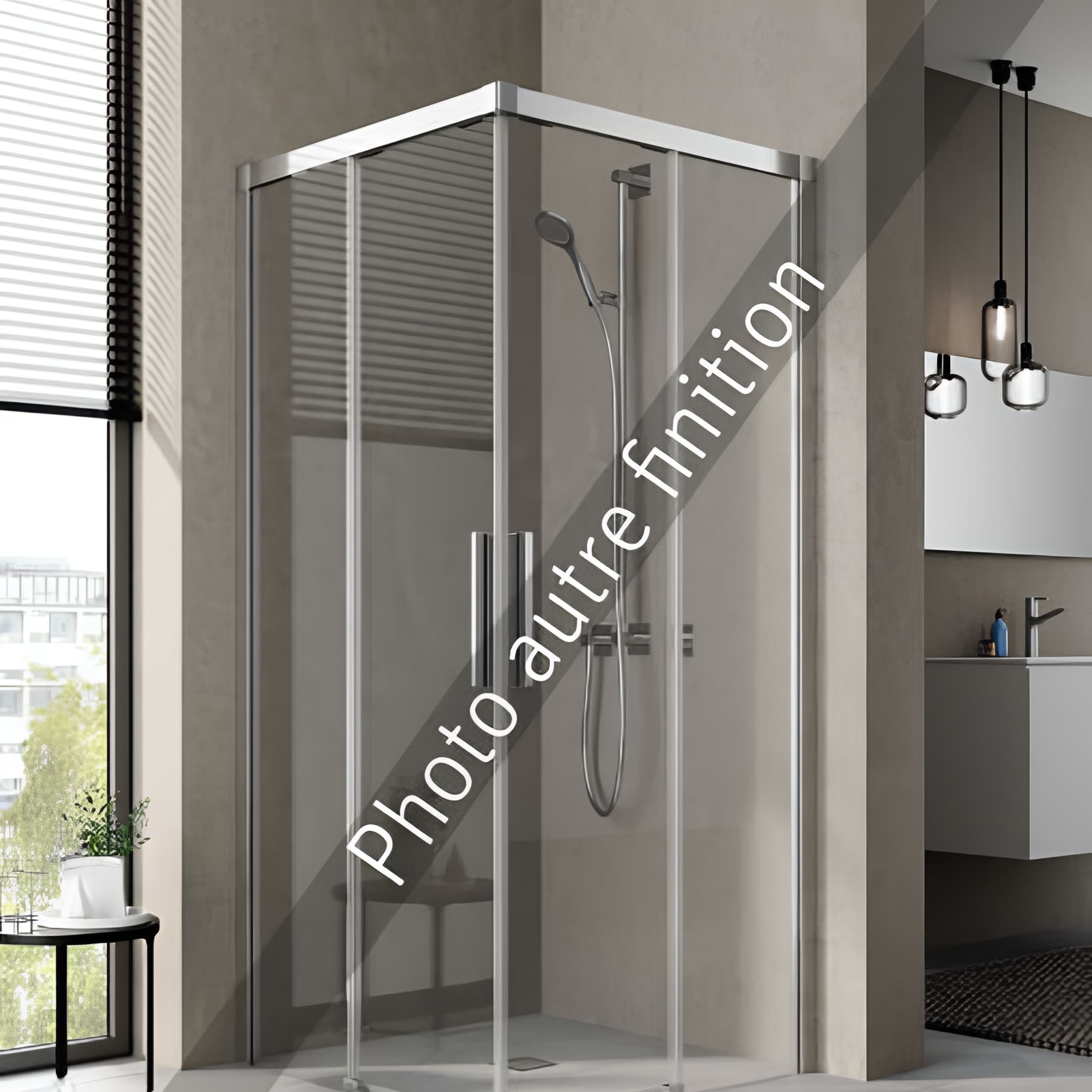 Demi paroi de douche angle coulissante largeur 123 cm hauteur 200 cm profilé noir soft verre clair clean