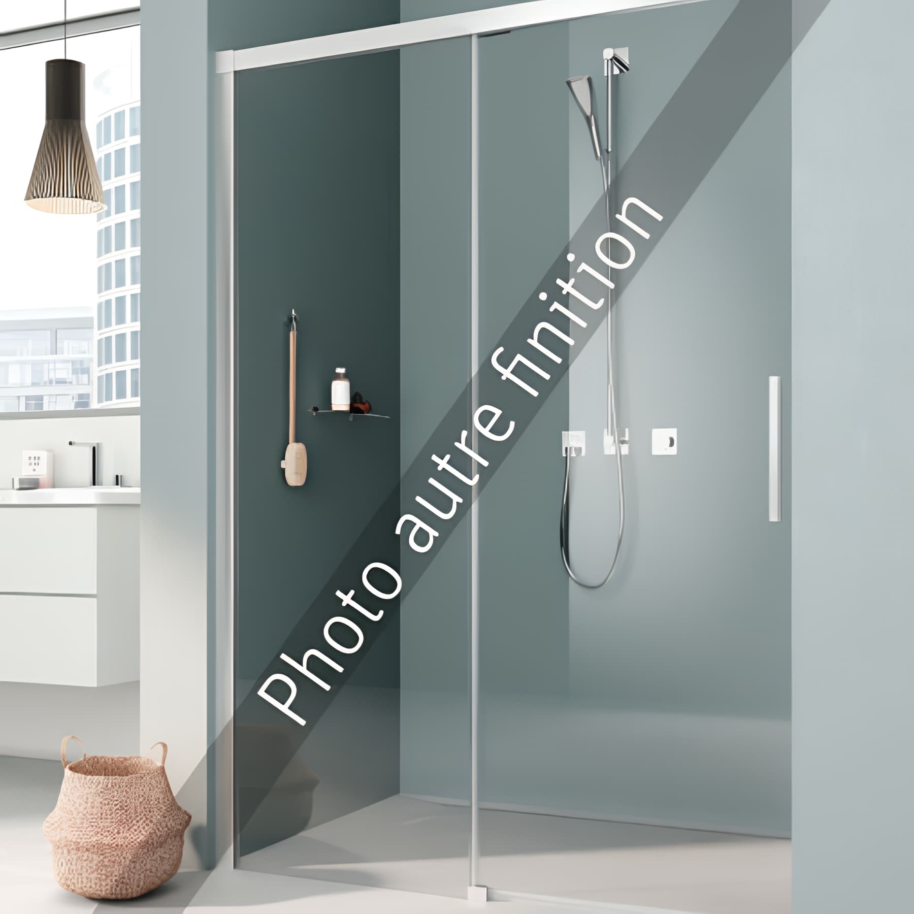 Paroi de douche coulissante largeur 150 cm hauteur 200 cm profilé noir soft verre clair