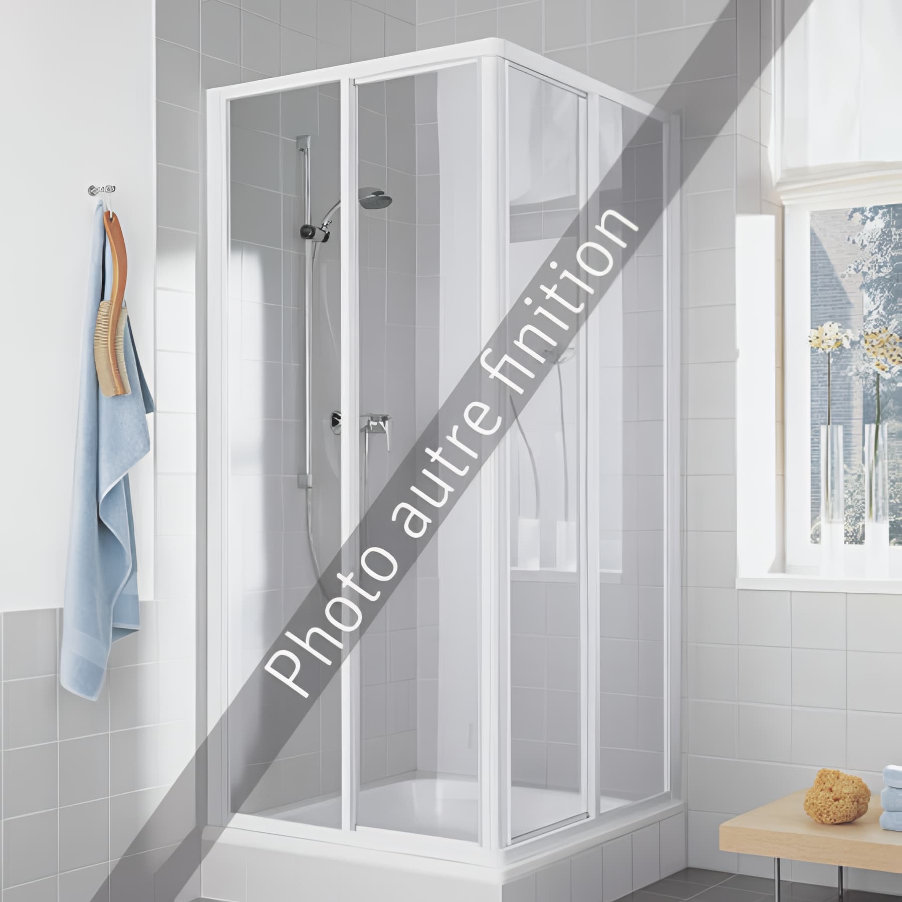 Demi paroi de douche angle coulissante largeur 70cm hauteur 1,90m profilé argent poli verre clair