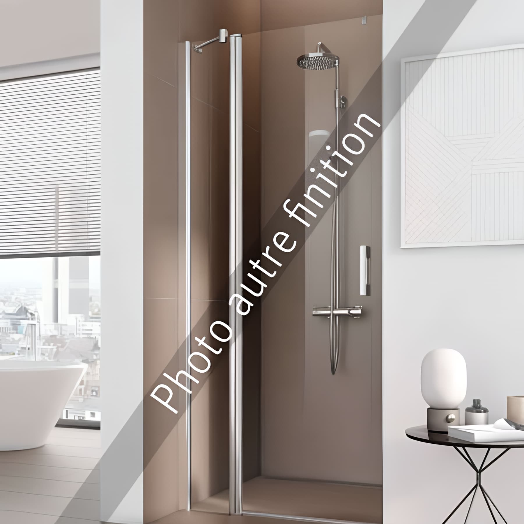 Paroi de douche pivotante largeur 80cm hauteur 200 cm profilé argent poli verre décor diamant clean