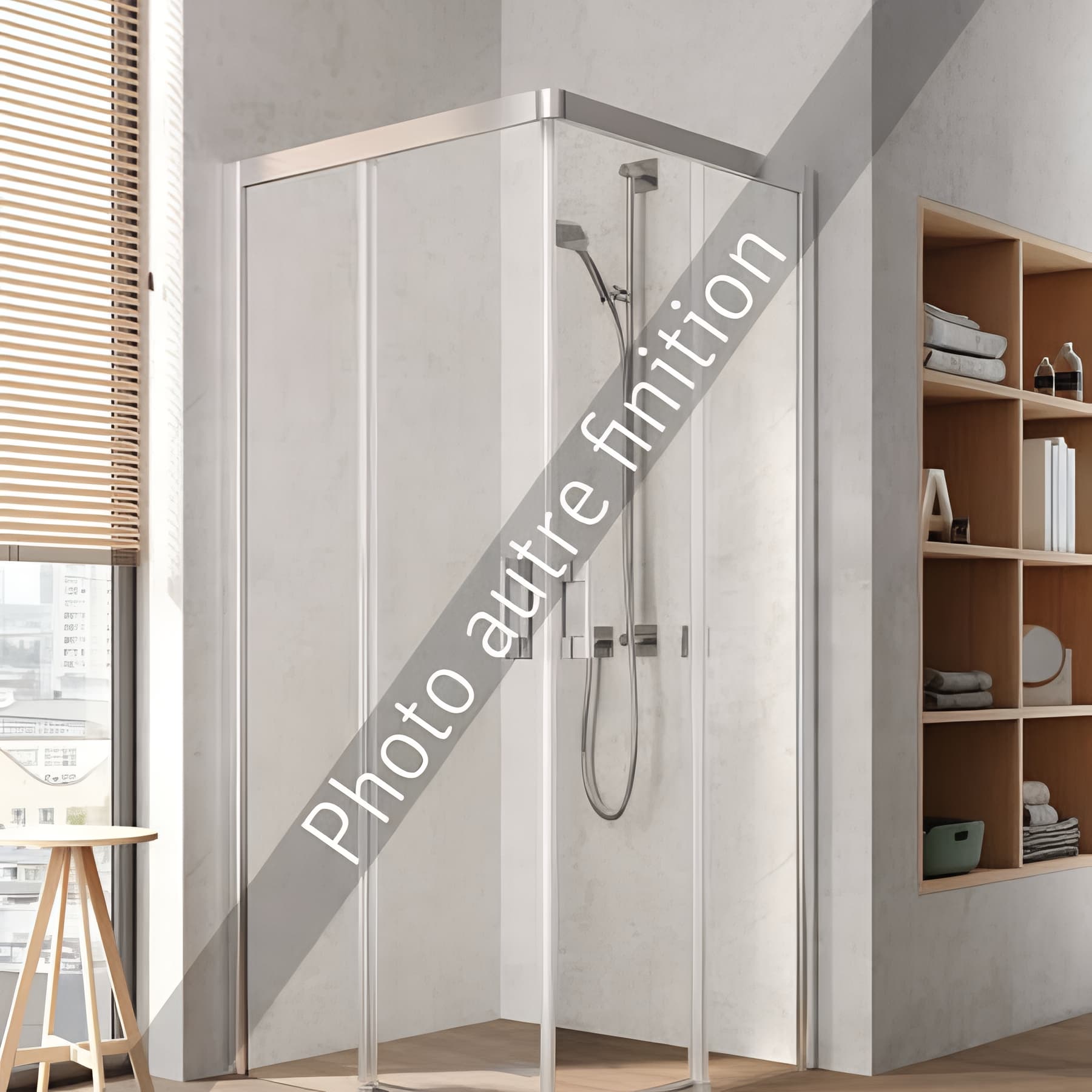 Demi paroi de douche angle coulissante largeur 83cm hauteur 200 cm profilé argent poli verre teinté gris clean
