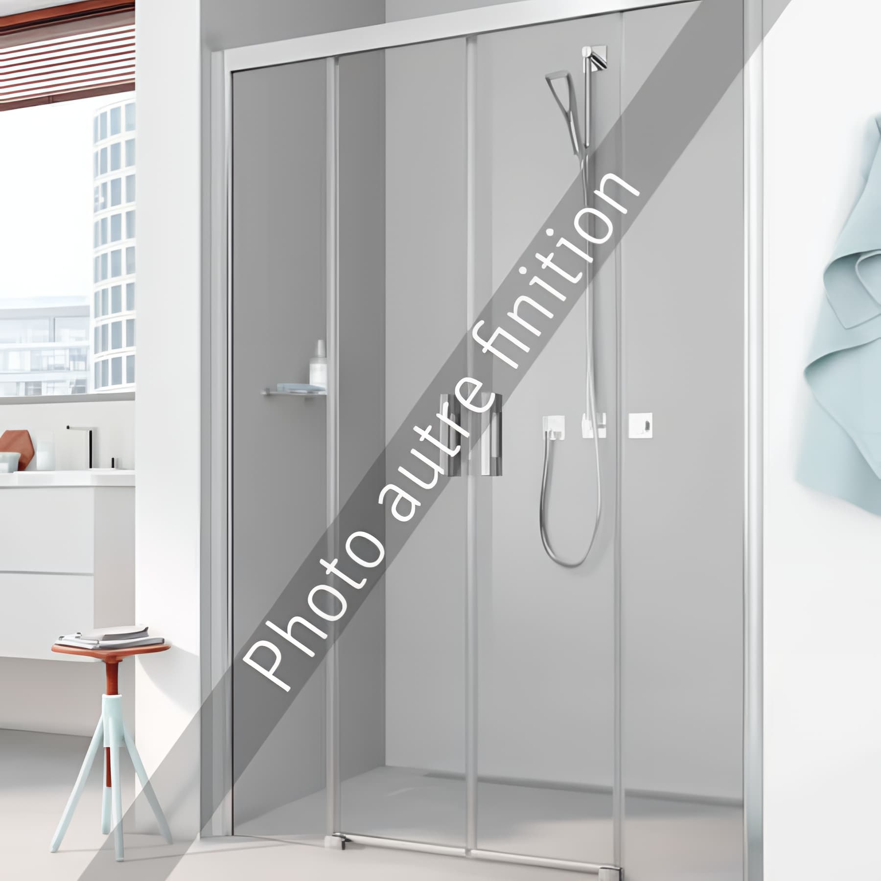 Paroi de douche coulissante largeur 140 cm hauteur 200 cm profilé argent poli verre décor diamant