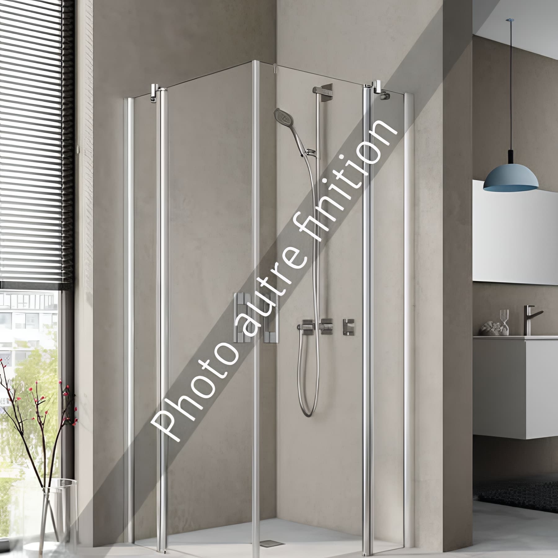 Demi paroi de douche angle pivotante largeur 120 cm hauteur 200 cm profilé argent poli verre décor diamant