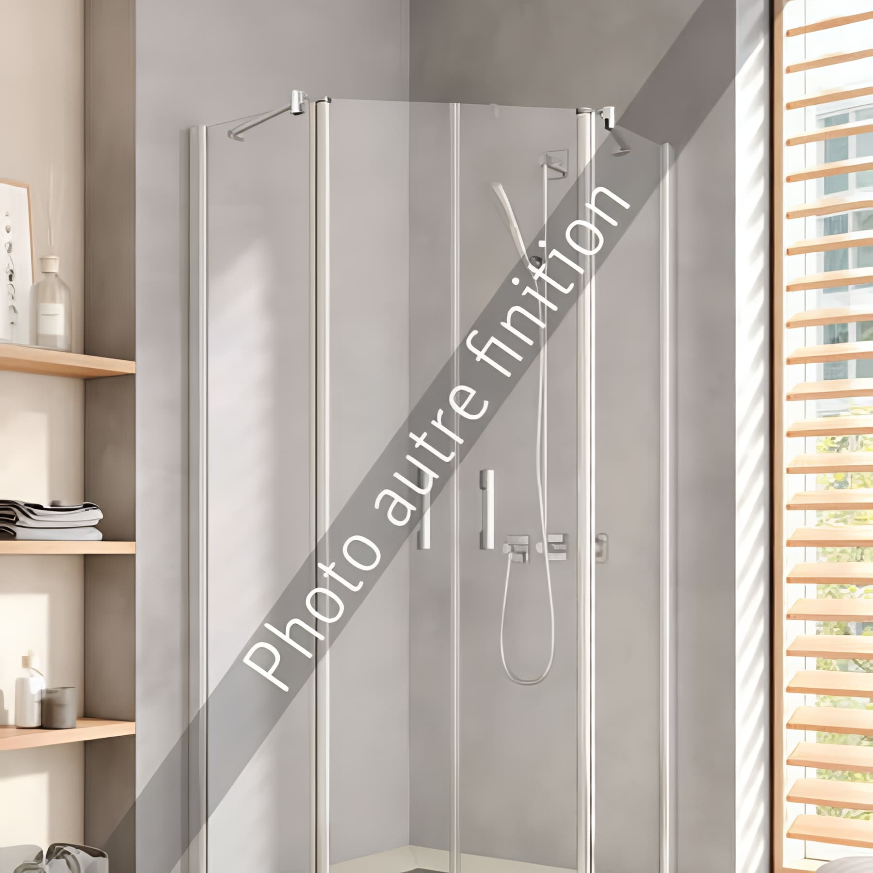 Paroi de douche pentagonale pivotante largeur 90cm hauteur 200 cm profilé argent poli verre teinté gris