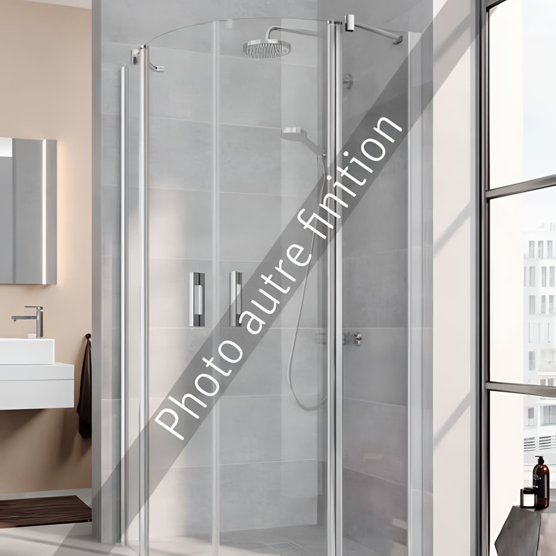 Paroi de douche arrondie pivotante largeur 101 cm hauteur 200 cm profilé argent poli verre clair clean