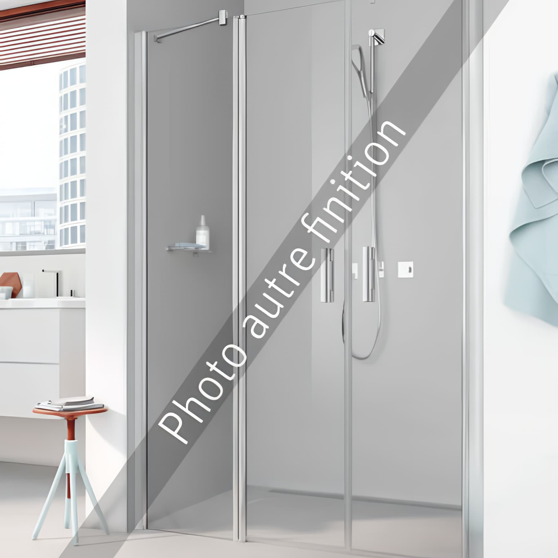 Paroi de douche 2 battants largeur 110 cm hauteur 200 cm profilé argent poli verre teinté gris