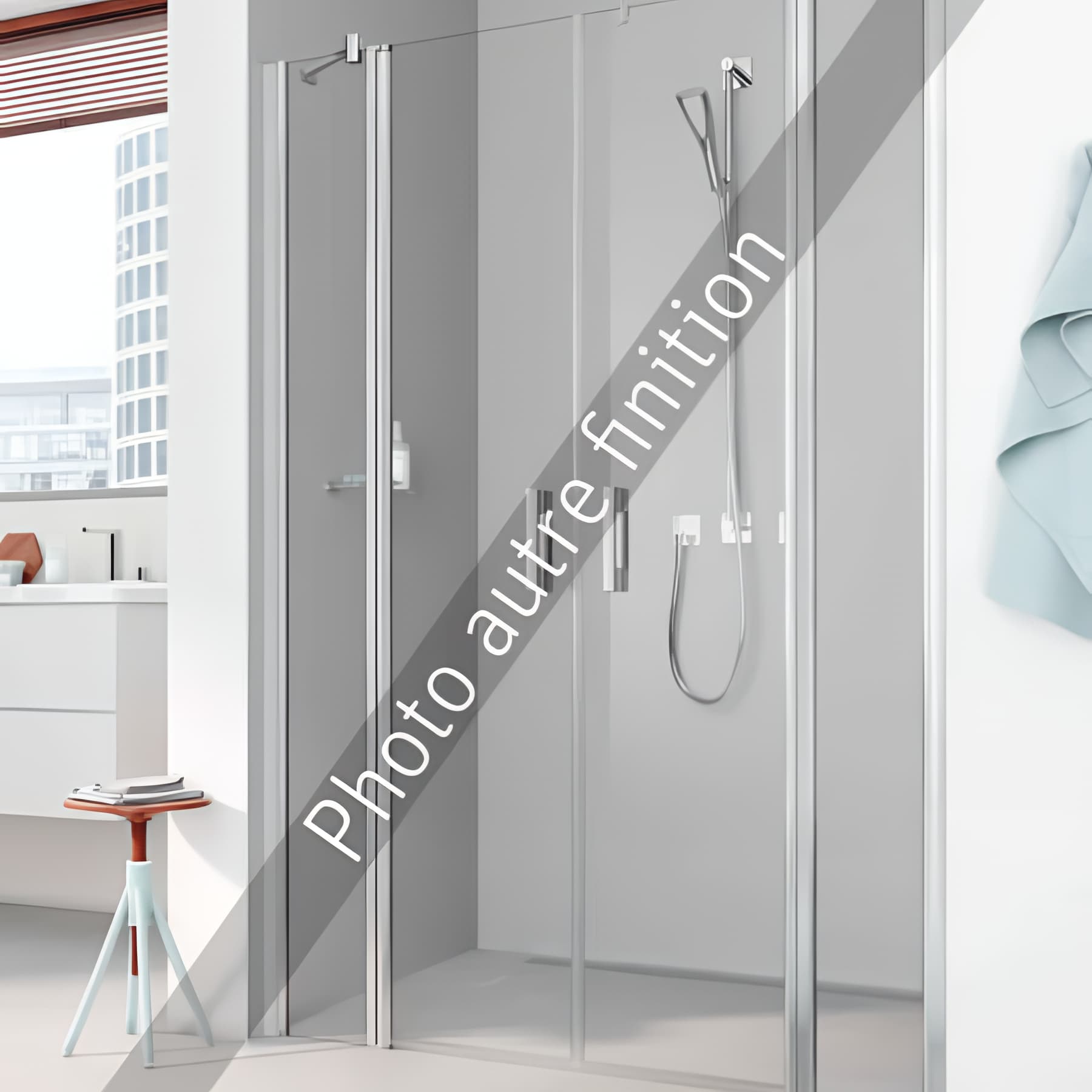 Paroi de douche 2 battants largeur 153 cm hauteur 200 cm profilé argent poli verre teinté gris clean