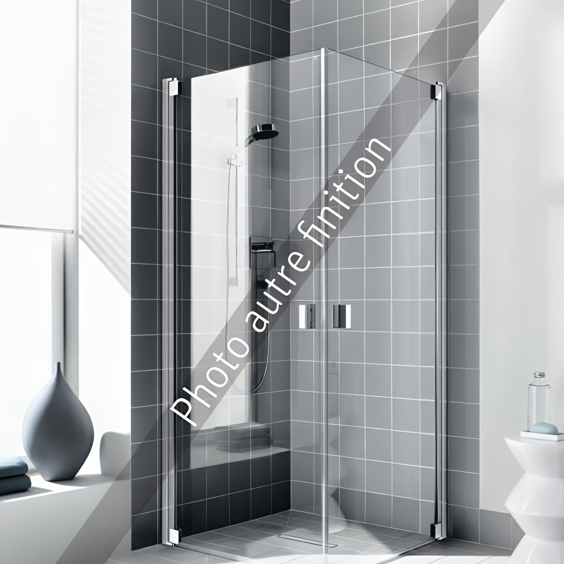 Demi paroi de douche angle pivotante largeur 103 cm hauteur 200 cm profilé noir soft verre clair