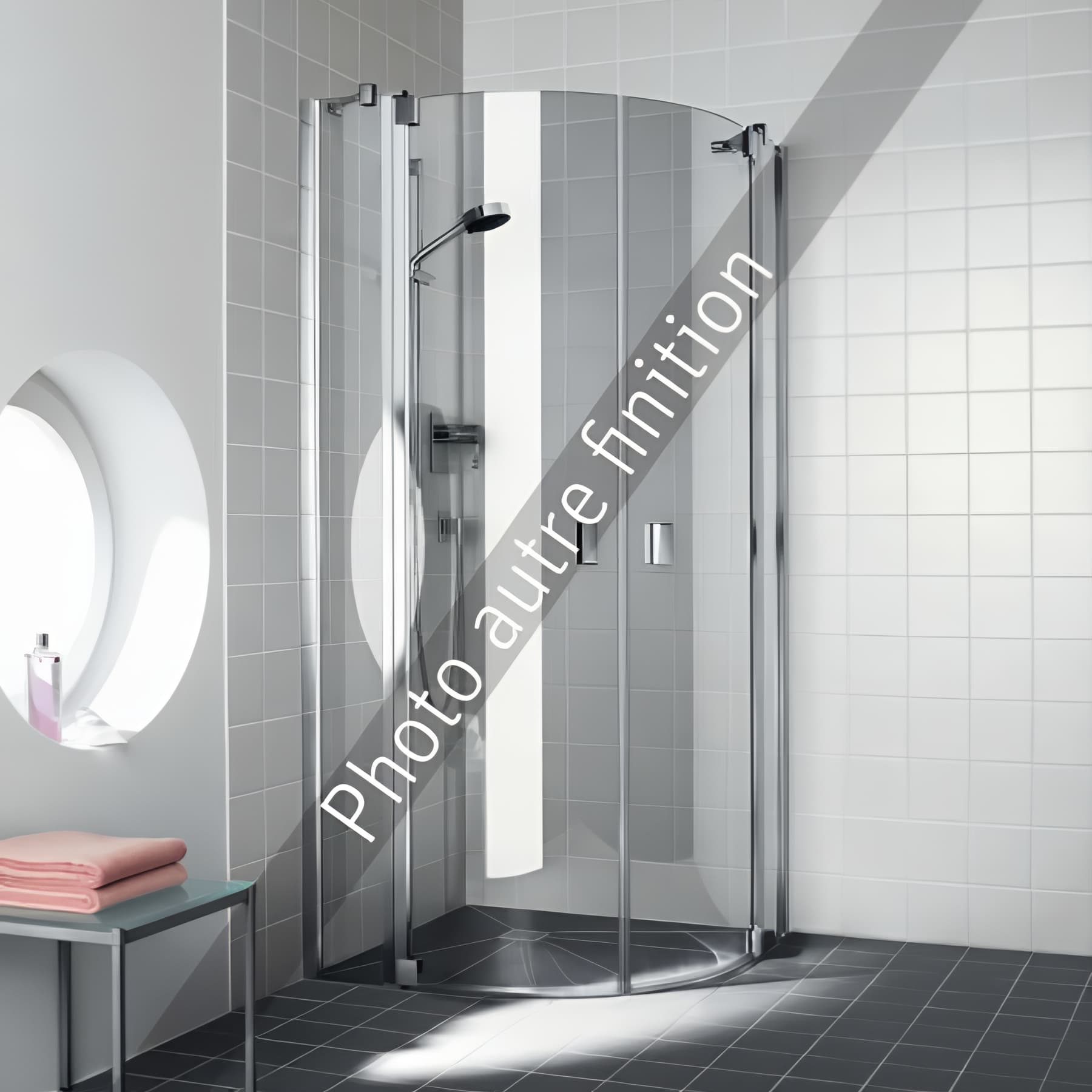 Paroi de douche arrondie pivotante largeur 90cm hauteur 200 cm profilé noir soft verre clair